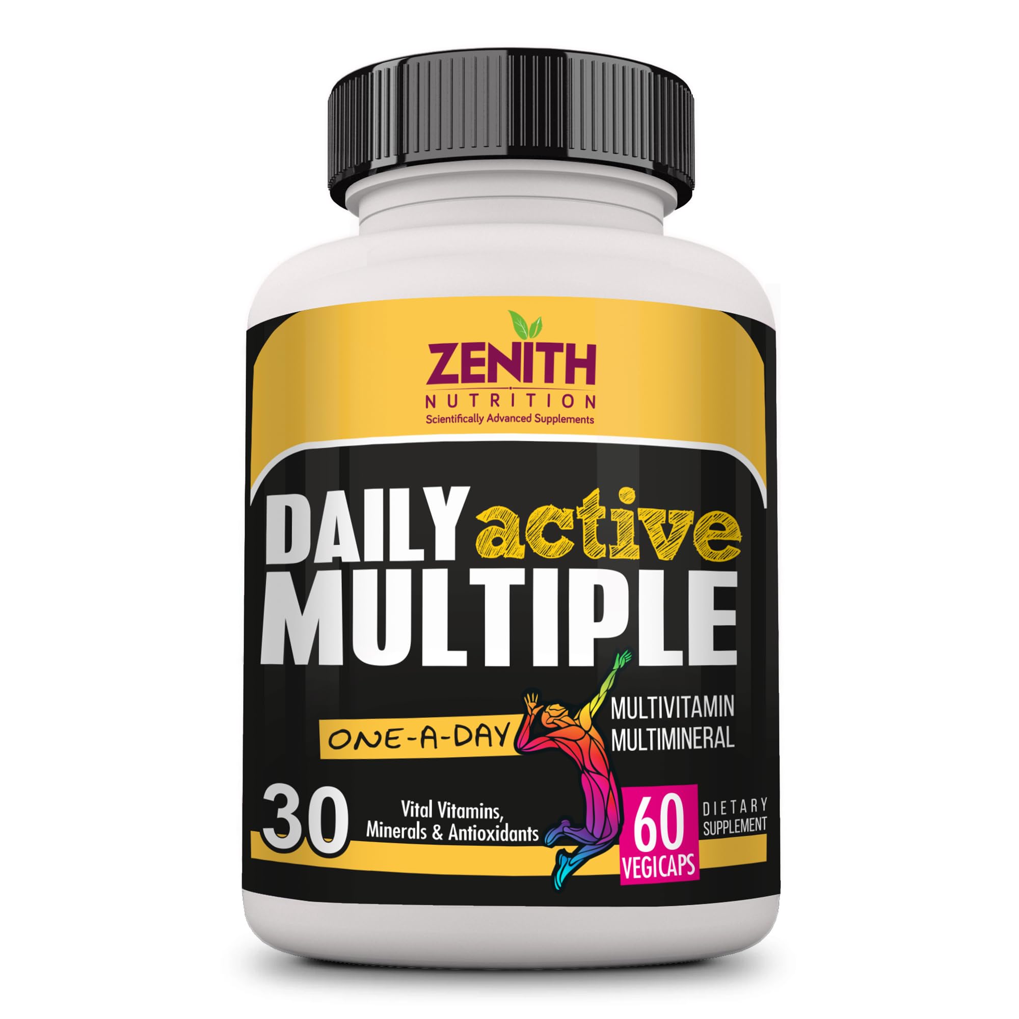 Zenith Nutrition Multivitamin for Men & Women with Astaxanthin, Piperine & Ginseng - 60 veg capsules | Daily Active Multiple with Antioxidant, Mineral & Vitamin Blend