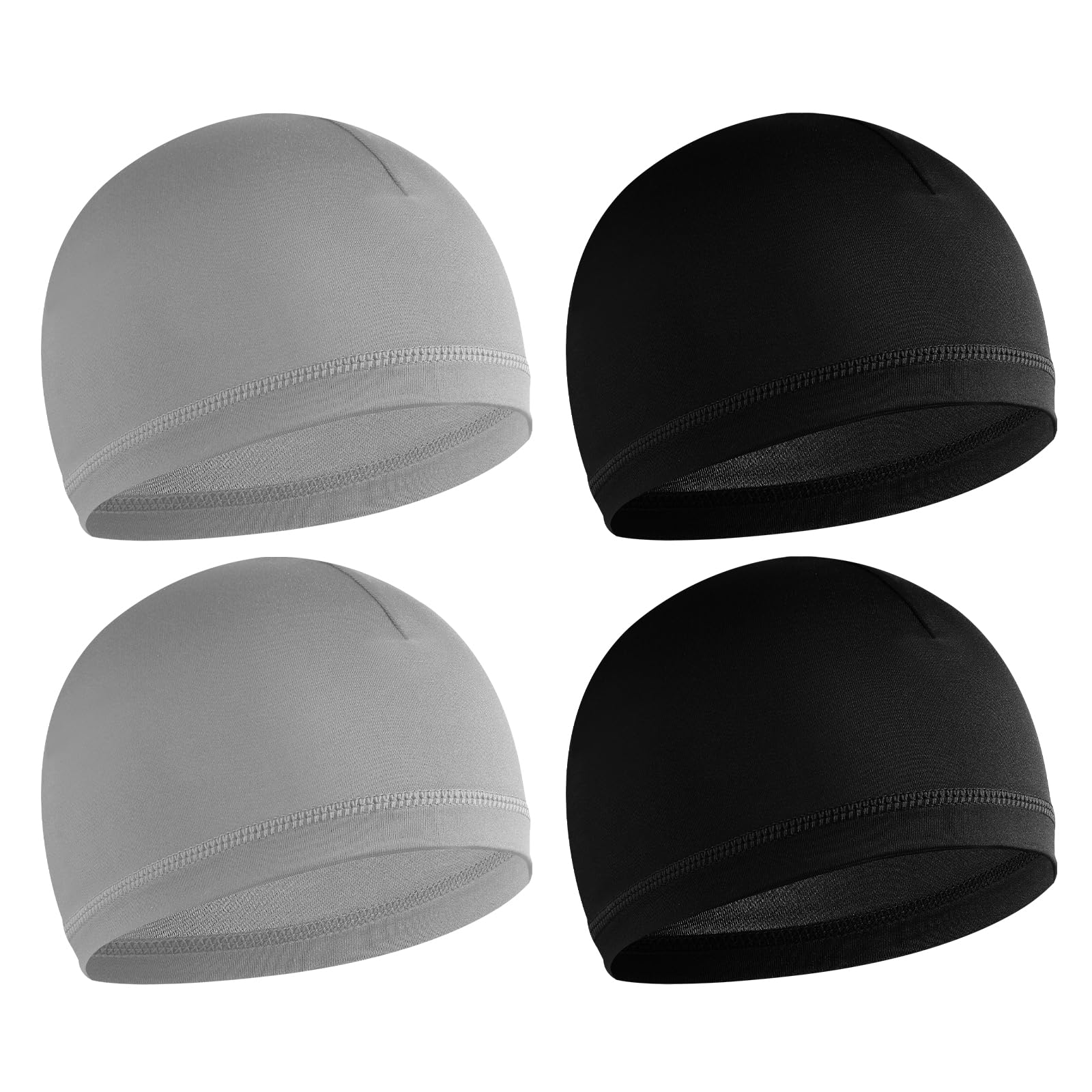 WLLHYF 4 Pieces Skull Caps for Men, Soft Beanie Wave Cap Sleep Hats Elastic Multifunctional Headwear Sleep Caps Wicking Cycling Running Hat