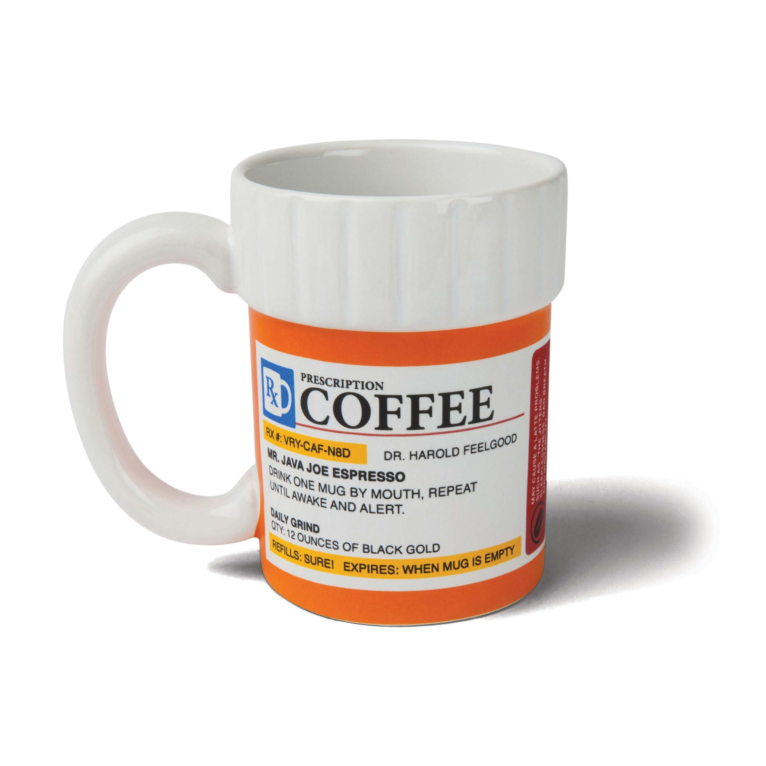 BigMouthPrescription Bottle Fun Novelty Ceramic Mug with Handle Holds 11oz of Your Favourite Beverage | 12.5cm x 8.5cm x 11cm