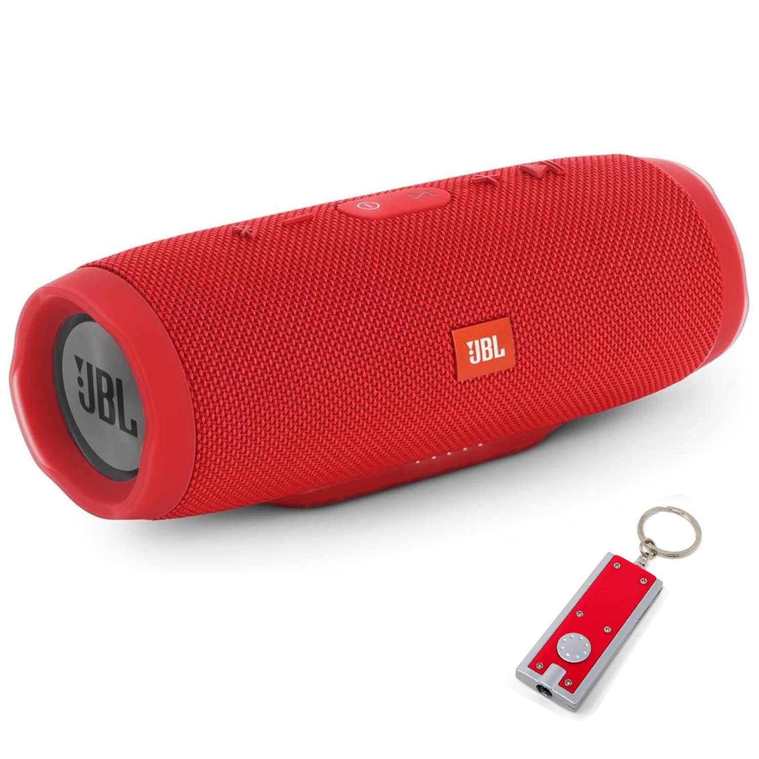 JBLCharge 3 Waterproof Portable Bluetooth Speaker, Includes LED Flashlight Key Chain Bonus - Red