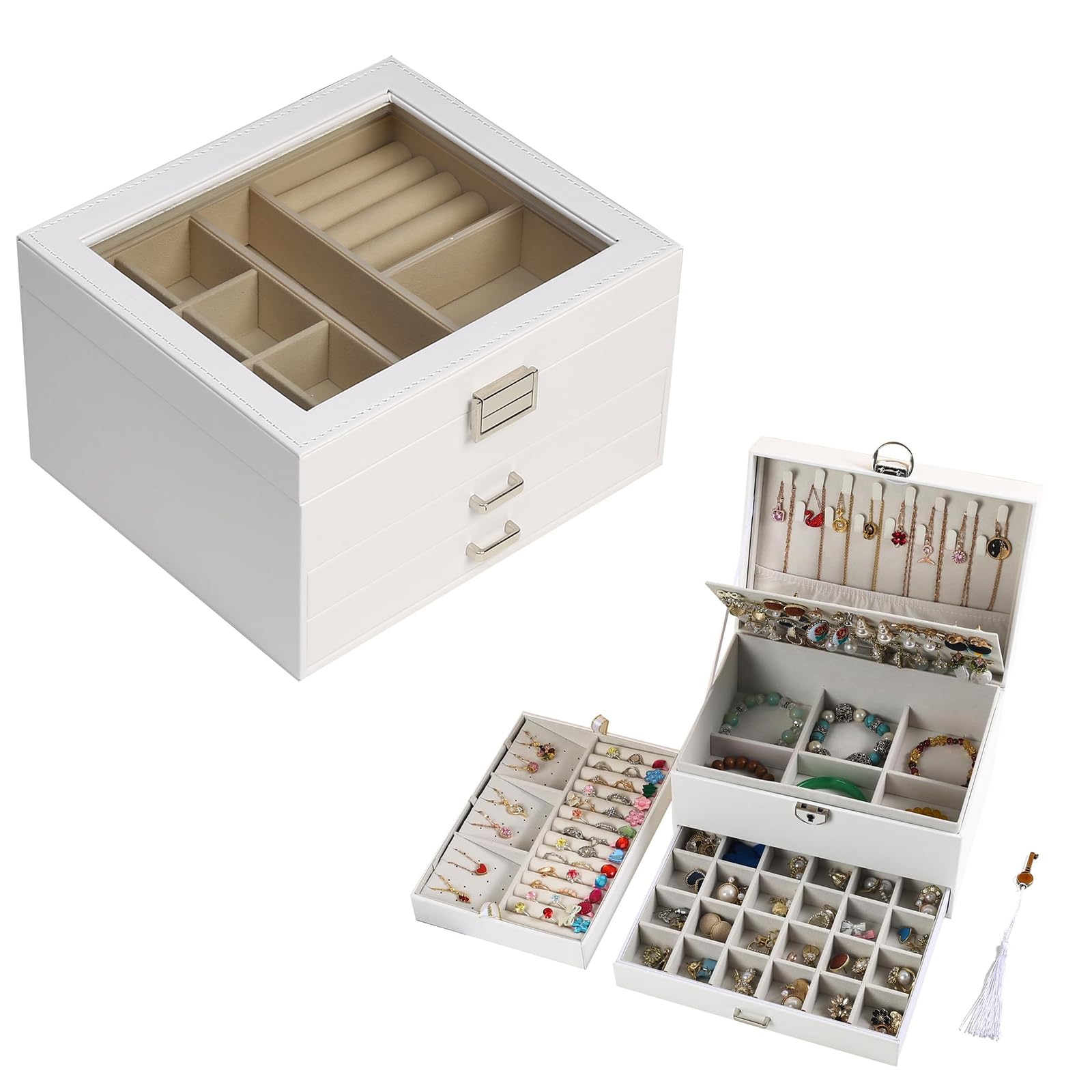 BOOVO3 Layer Jewelry Box and 5 Layer Jewelry Box