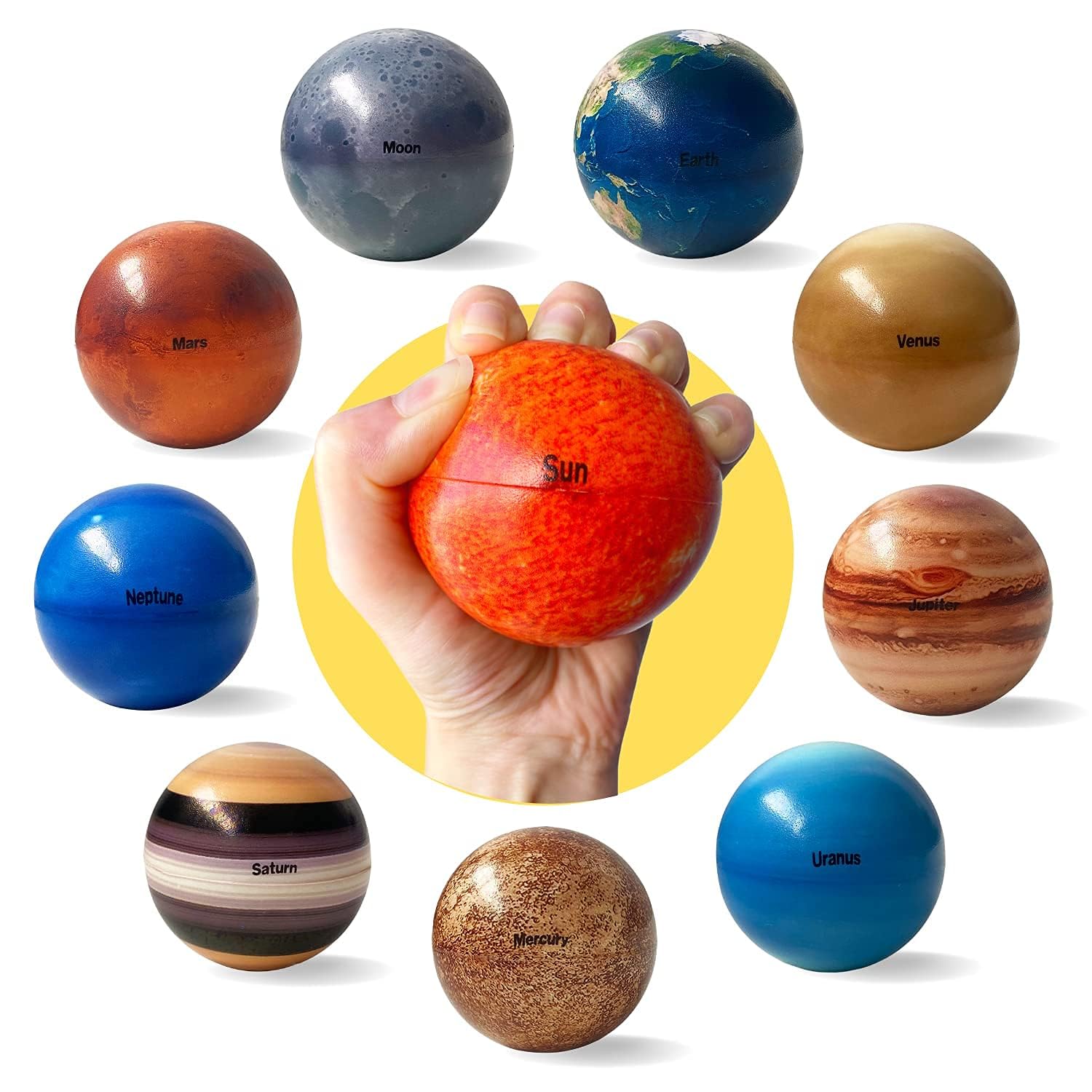 Planets Stress Balls, 10PCS Solar System Balls Outer Space Toys Space Theme Toys Astronomy Learning Toys Kid-Friendly Planet Models Solar System Decor Universe Exploration Toysfor Kids and Adult