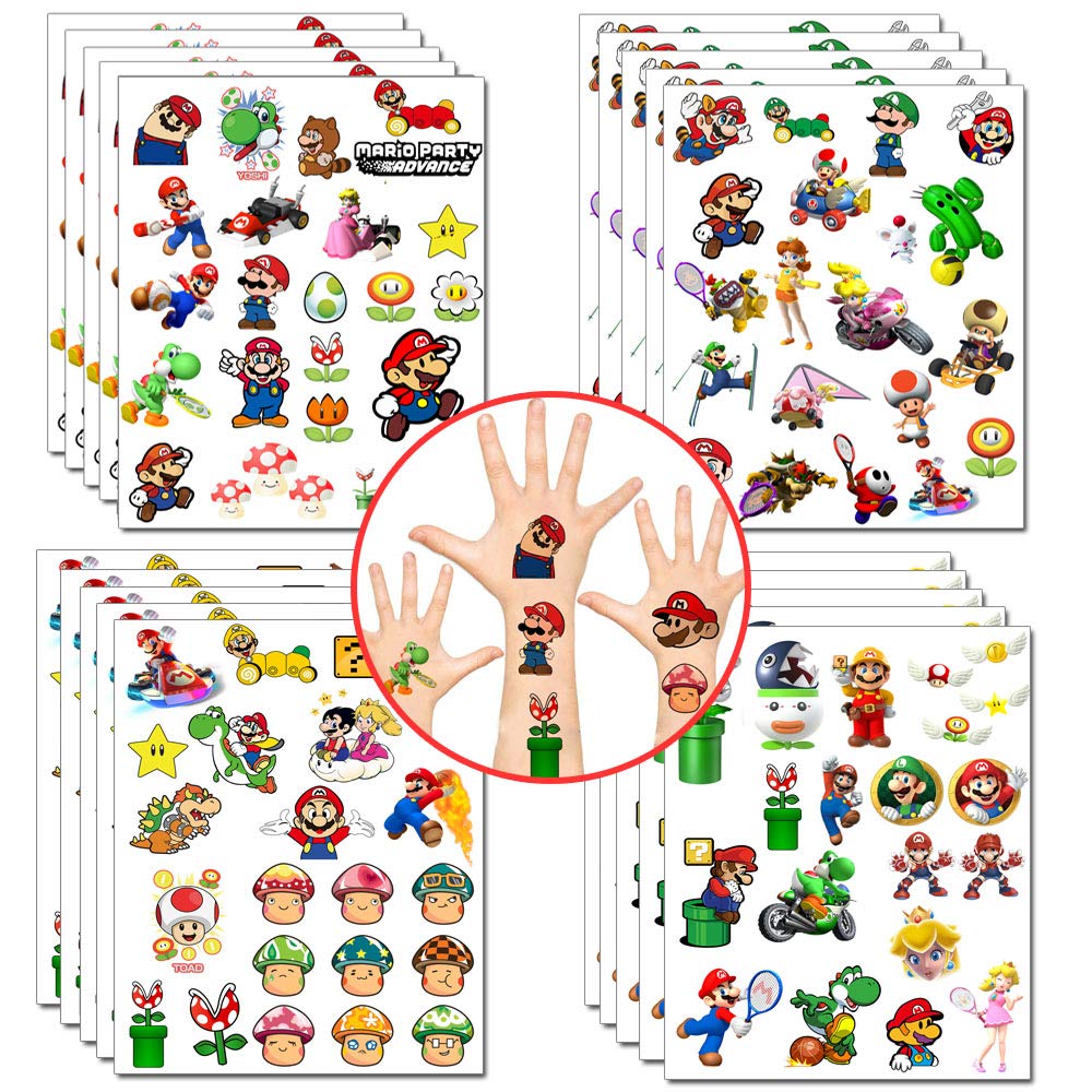 Buy Mario Temporary Tattoos Stickers Super Mario Party Favors Princess ...