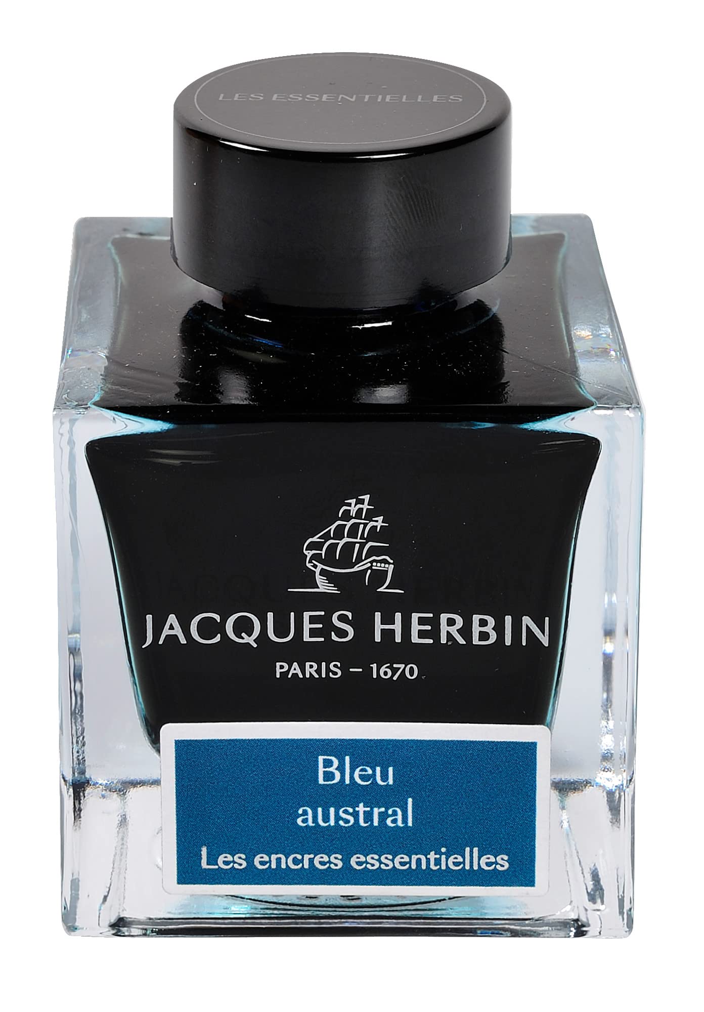 Jacques Herbin - Ref 13116JT - Ink for Fountain Pens & Rollerball Pens - Bleu Austral - 50ml Bottle - Essential Bottled Inks