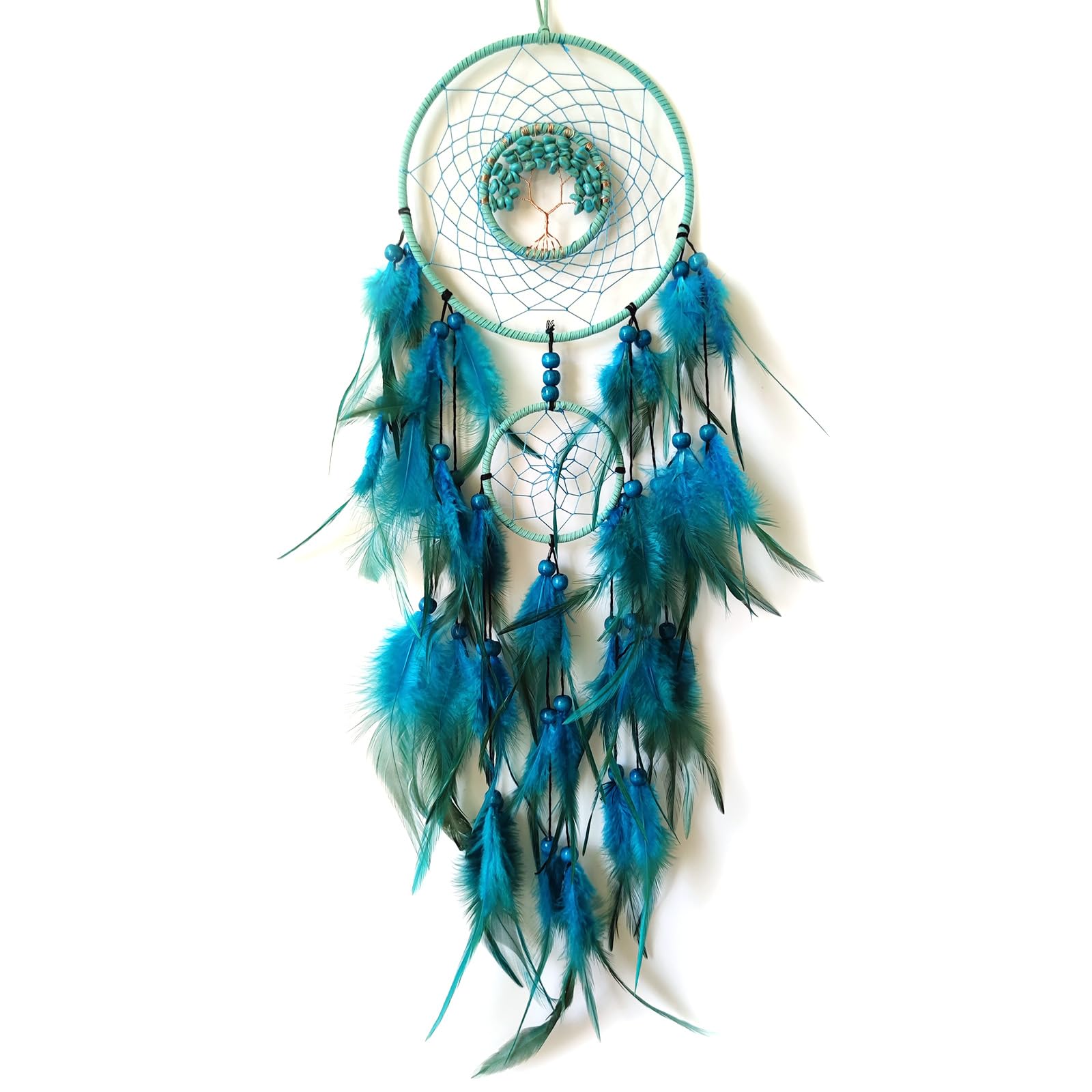 Donko Blue Crystal Stone Dream Catchers Tree of Life Dream Catcher for Bedroom Decor Dream Catcher for Wall Hanging Decor