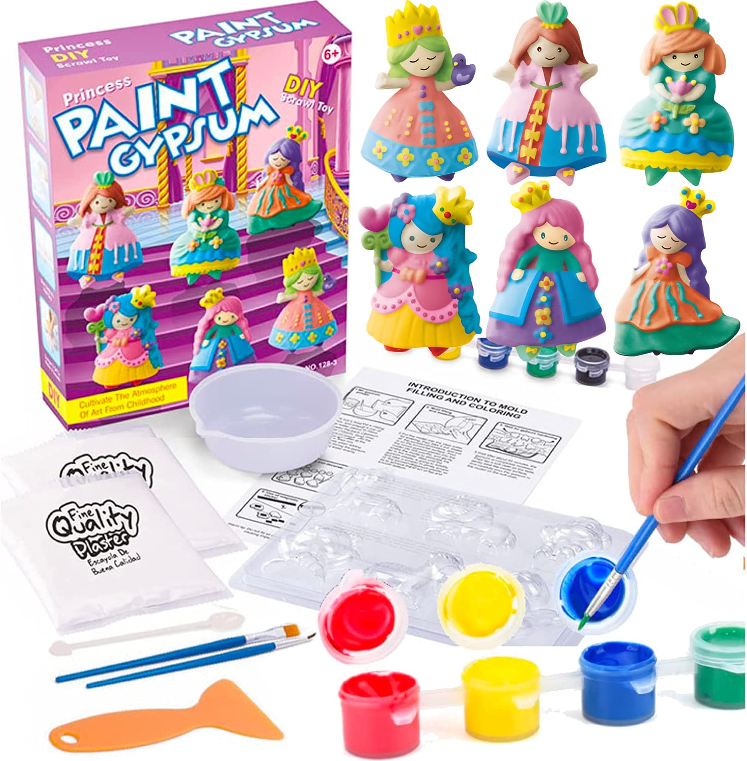 Goohomeey Painting Kits for Kids Crafts, Mould and Paint Cute Pets Arts and Crafts Toy, DIY Kit (princess)