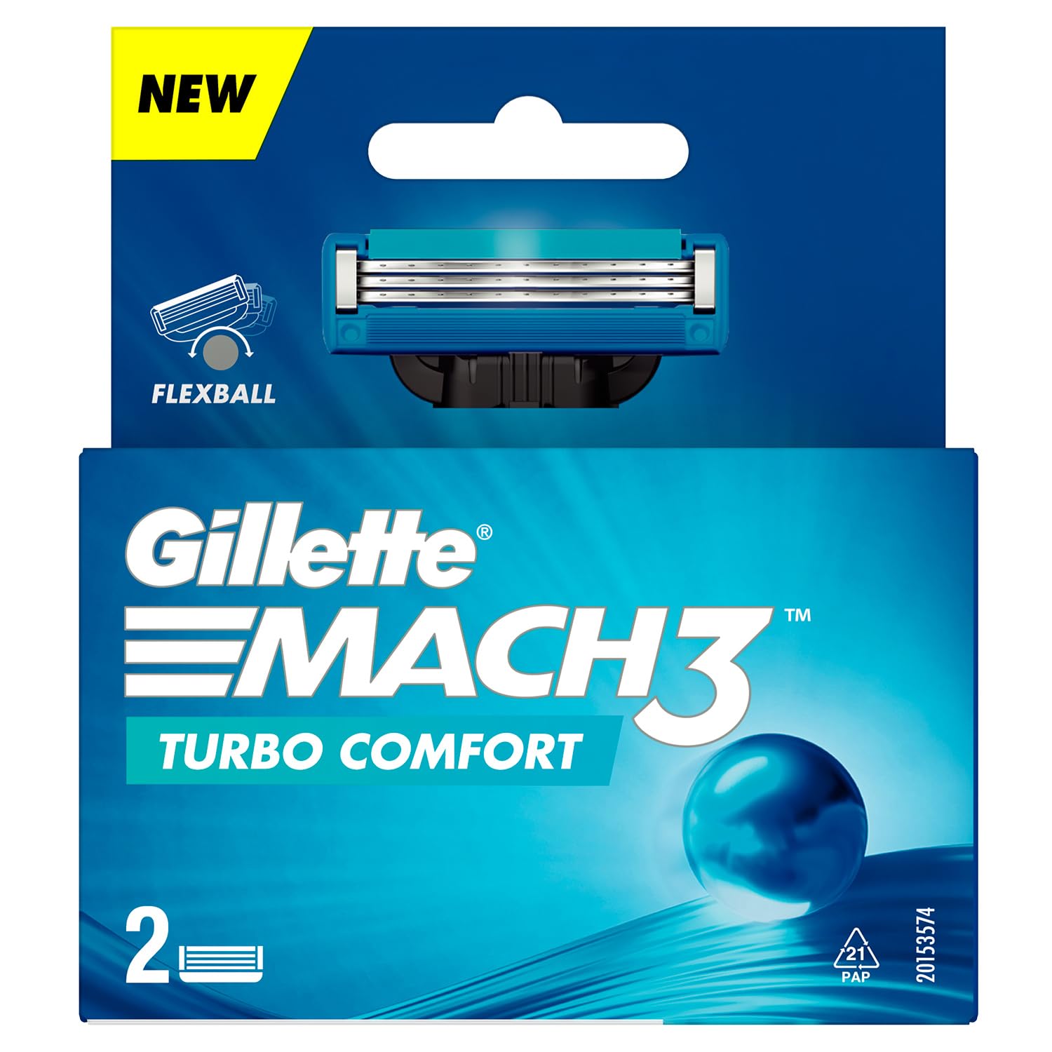 Gillette Mach3 Turbo Manual Shaving Razor Blades - 2S Pack (Cartridge), Men - Count