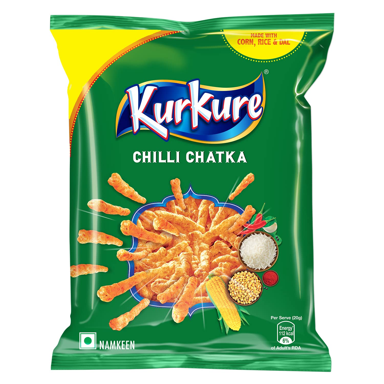 kurkure Namkeen, Chilli Chatka Pouch, 33 Gram/35 Gram/42 Gram ( Weight May Vary )