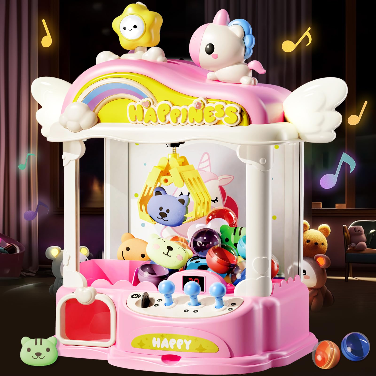 Mini Claw Machine for Kids Girls: 16 Inch Unicorn Toys for Kids Ages 6-8 8-13 10-12 - Arcade Games Toys Vending Machine with LED Light & Adjustable Sound Gifts for Ages 6 7 8 9 10 11 12 13 Year Old