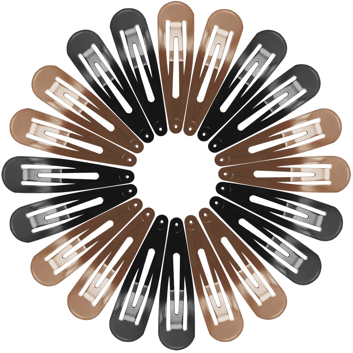 Large Snap Hair Clips 40 Pcs, Funtopia 2.8 Inch Long Non Slip Metal Hair Clips for Women Girls, Hair Barrettes Hair Accessories (Brown & Black)