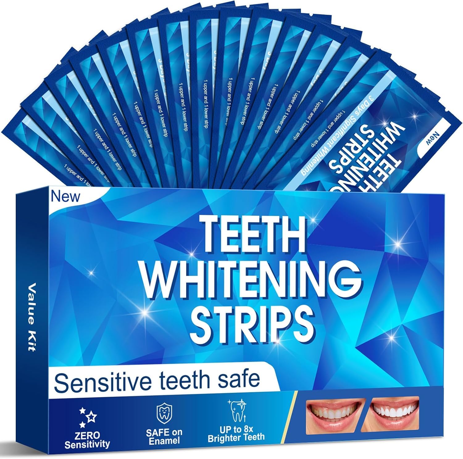 Teeth Whitening Kit, Teeth Whitening Strips 5D: 14 Sets 28pcs White Strips for Removing Smoking Coffee, Effective Home Use Tooth Whitening Kit