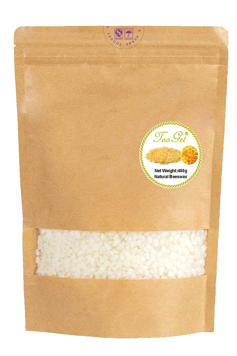 TooGet Pure White Beeswax Pellets, Natural Beeswax Beads, Beeswax Pastilles - Premium Quality, Cosmetic Grade - 32 OZ