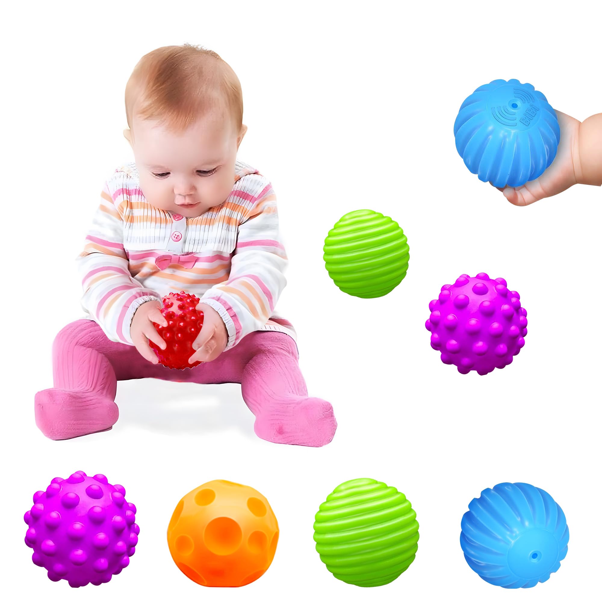 Montessori Toys for Babies 3 Months+, Baby Balls 3 to 12 Month for Babies & Toddlers 3M+, Textured Multi Ball Set