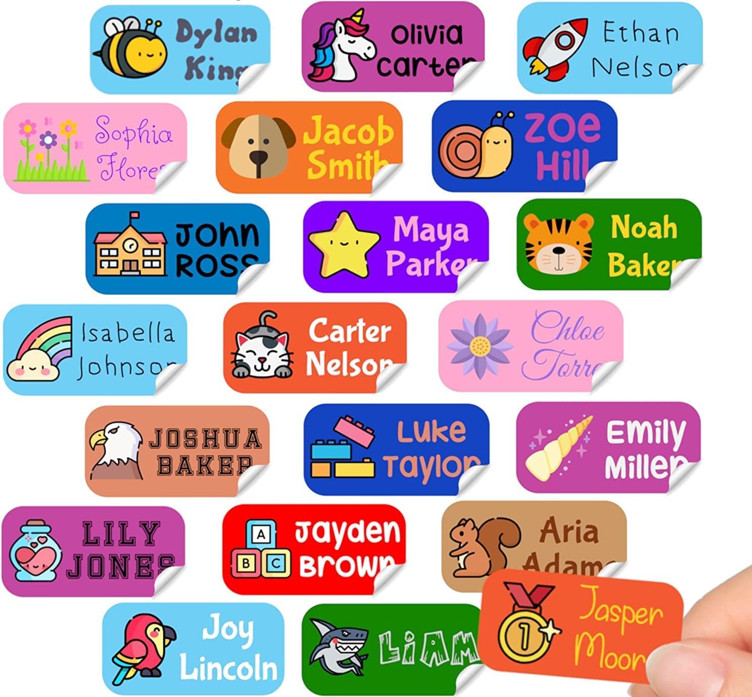 50 x Personalized Name Labels | Perfect Kids Daycare and School Supplys Tag Labels | Cute Children's Name Label Pack - Waterproof Safe