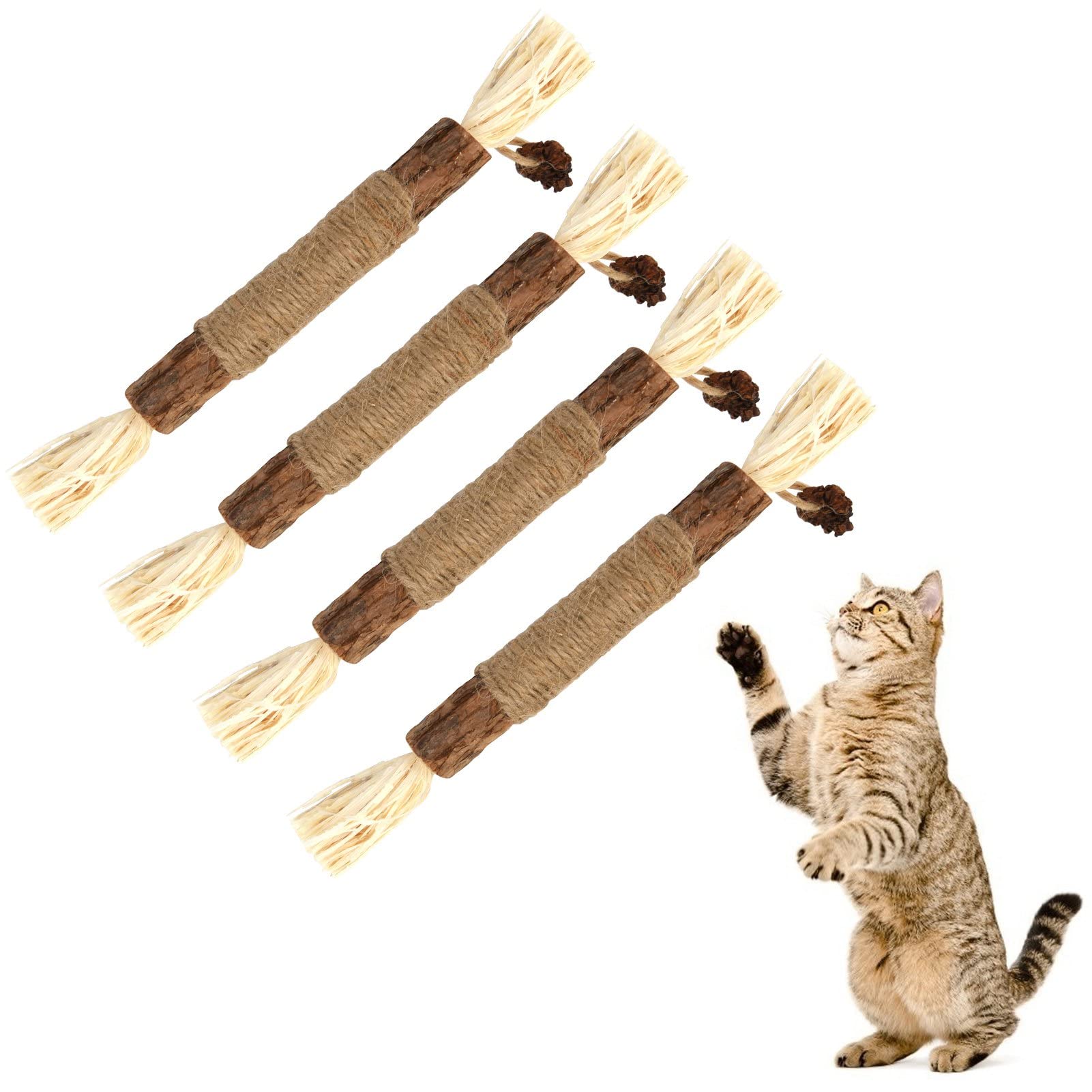 olyee Silvervine Chew Sticks,Kitten Teething Toys Natural Cat Teeth Nip Cleaning Teeth Chew Catnip Chew Toys for Indoor Cat Teeth Cleaning Kitten Teething and Stress Release