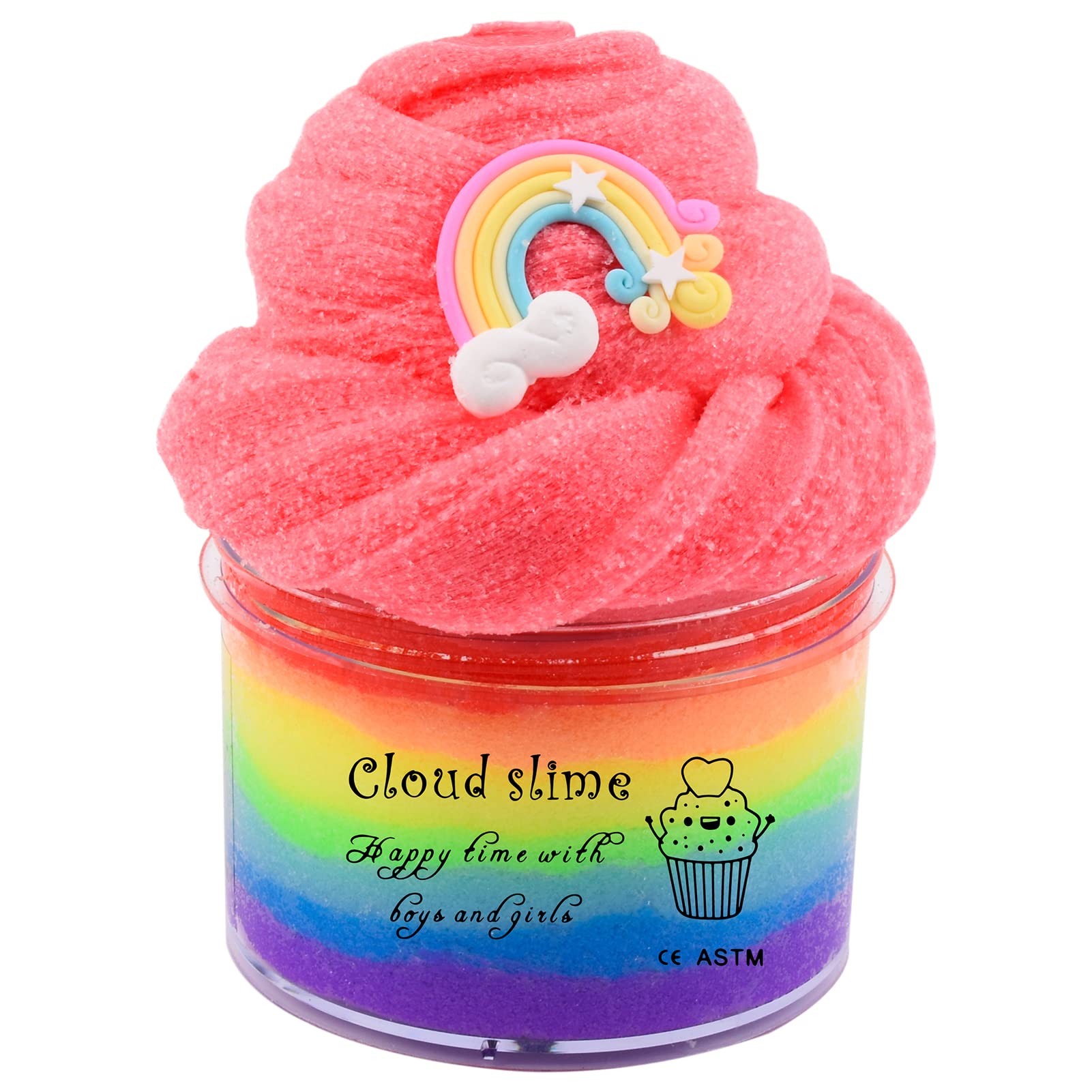 Fluffy Rainbow Cloud Slime, Colorful Scented Slime Kit for Kids Party Favor, Soft and Gentle, With Cute Rainbow Slime Charms, Stress Relief Putty Toy for Girls and Boys