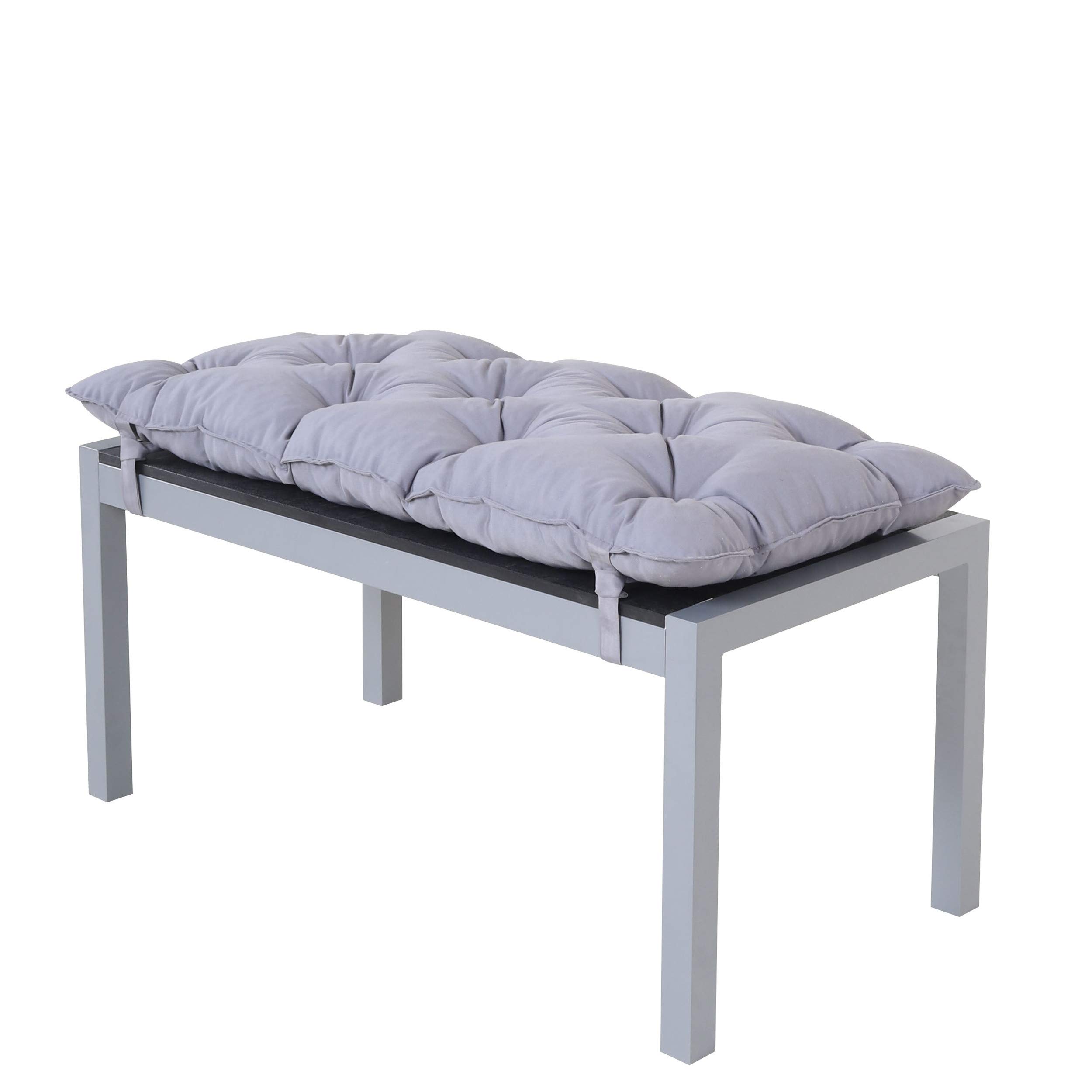 Chicreat Aluminium Bench with Polywood Surface and Cushion, Silver and Black, 100 x 50 x 45cm