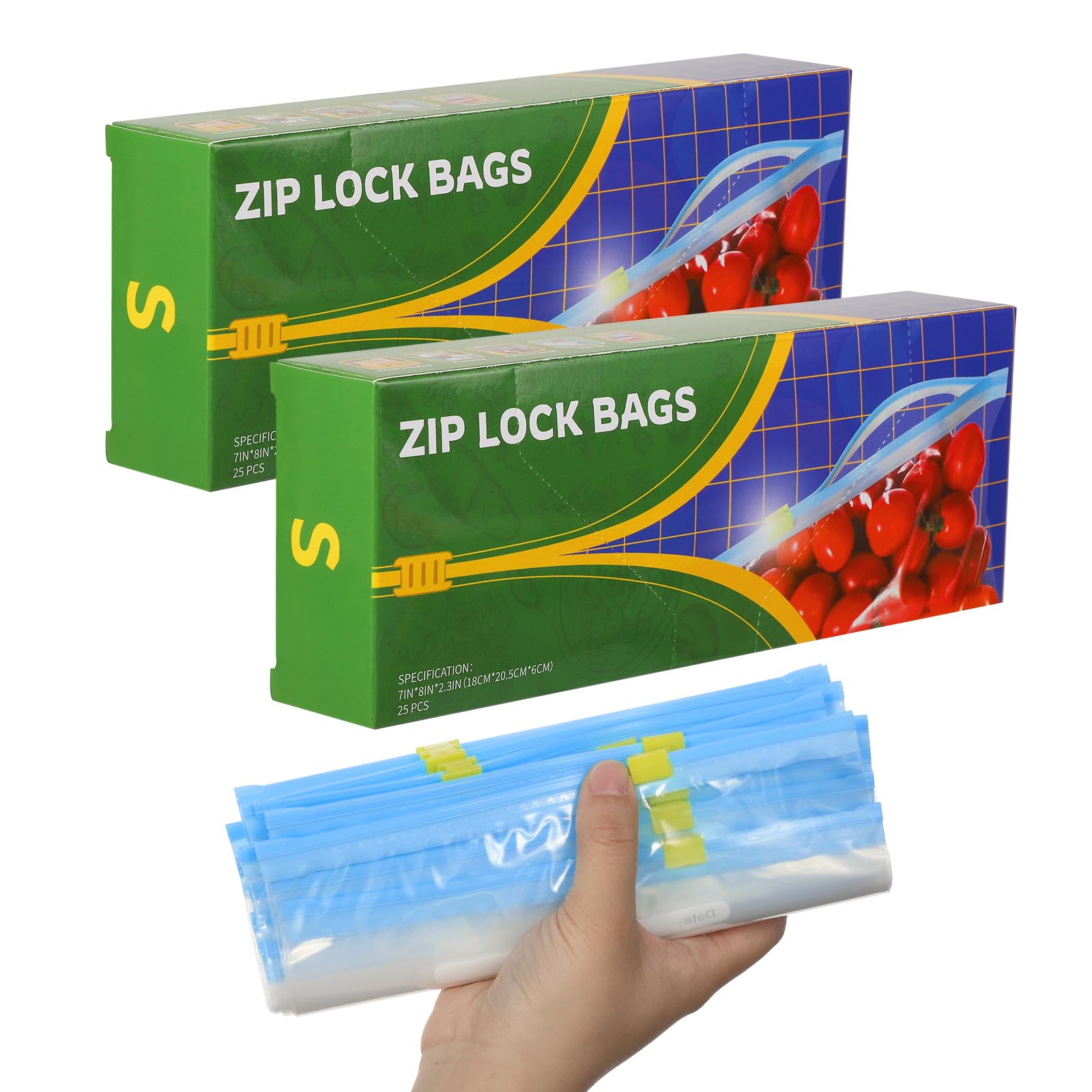 Hemiks 50 Pcs Food Storage Freezer Bags, Reusable Zip Lock Bags(1L) Sandwich Bags Food Bags with Expandable Bottom, Zip Seal Freezer Bags for Fruits, Vegetables, Meat, Grains,Snacks