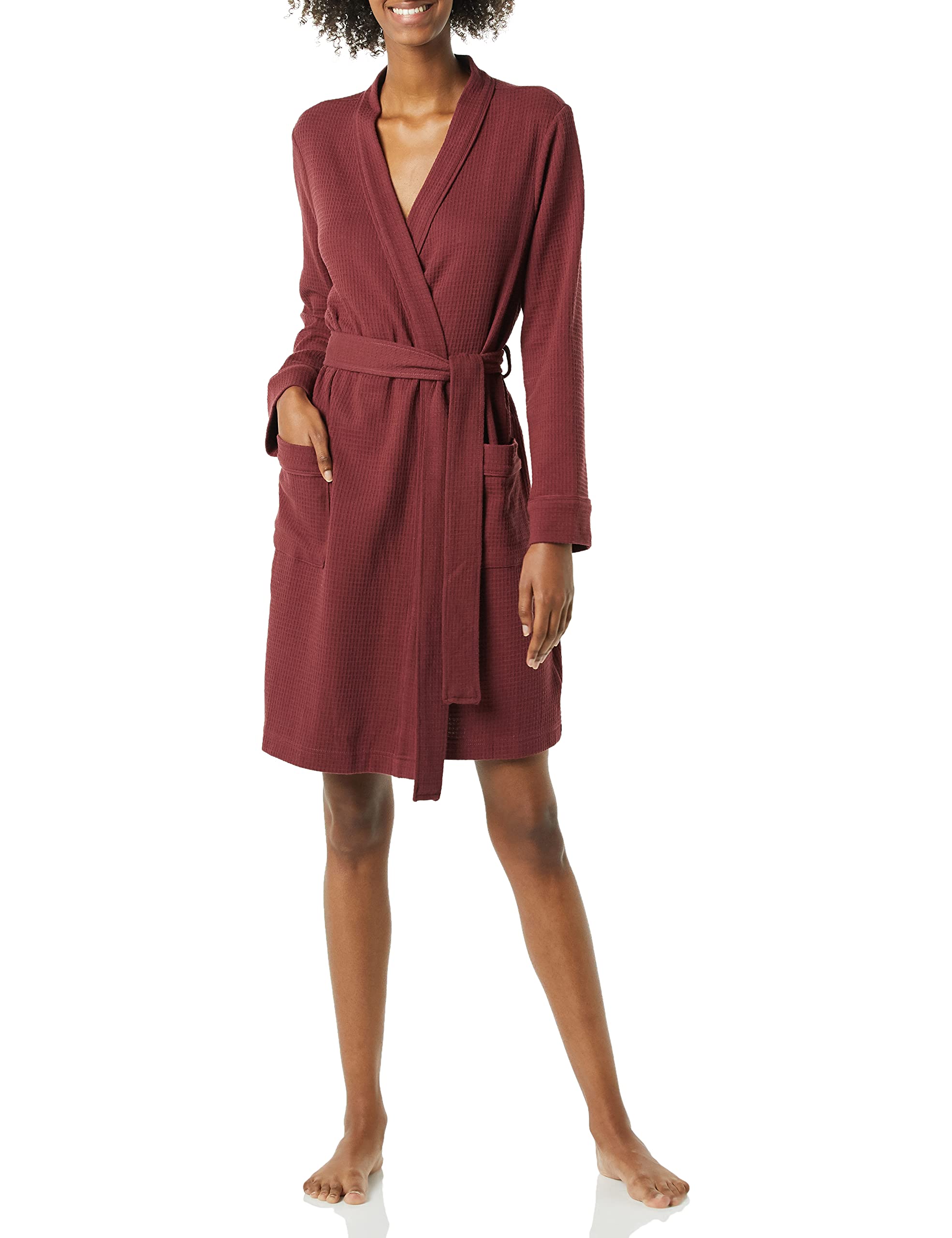 Amazon Essentials Women's Lightweight Waffle Mid-Length Robe (Available in Plus Size)