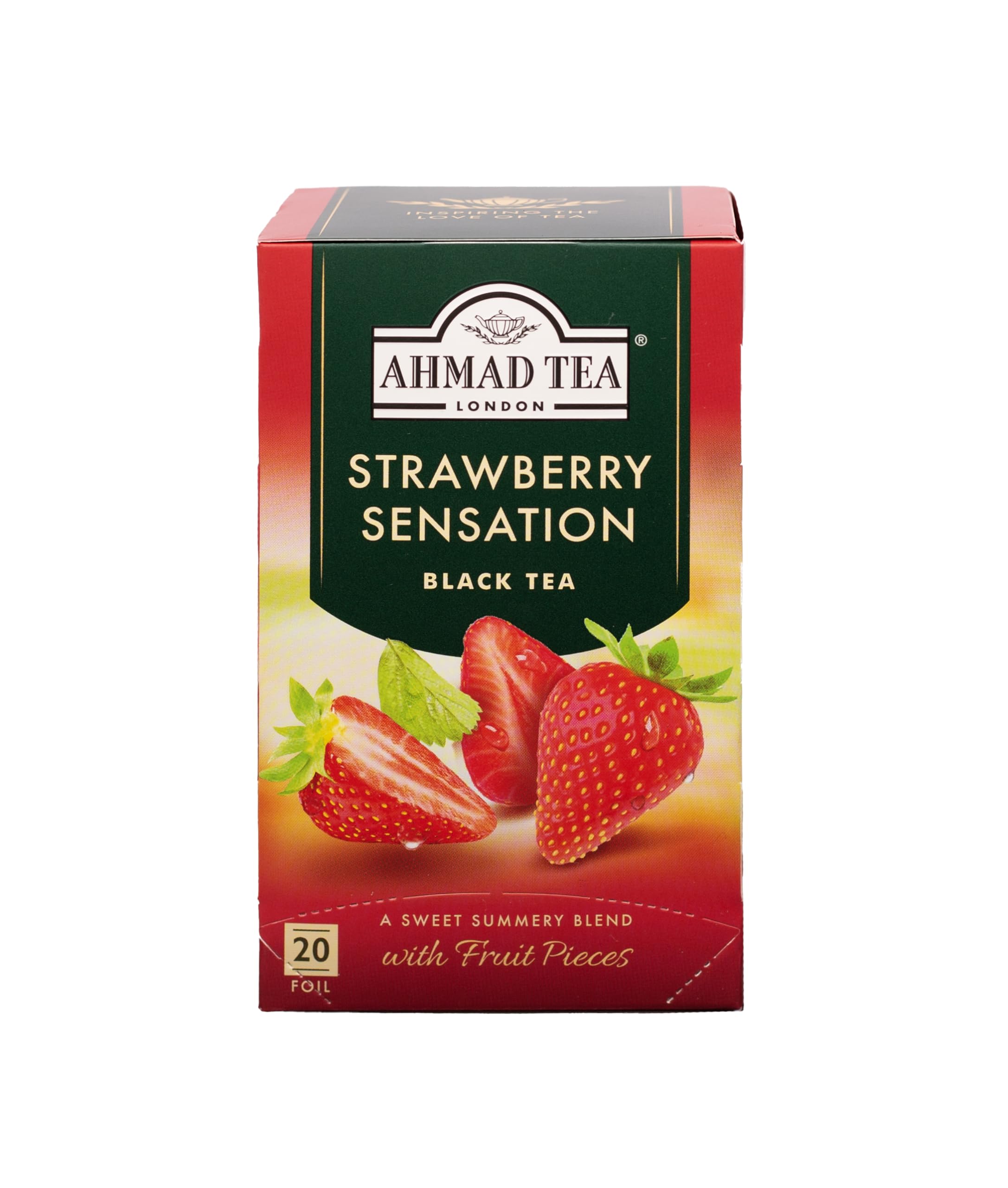 Ahmad Tea Strawberry Sensation Black Tea, 20-Count Boxes (Pack of 6)