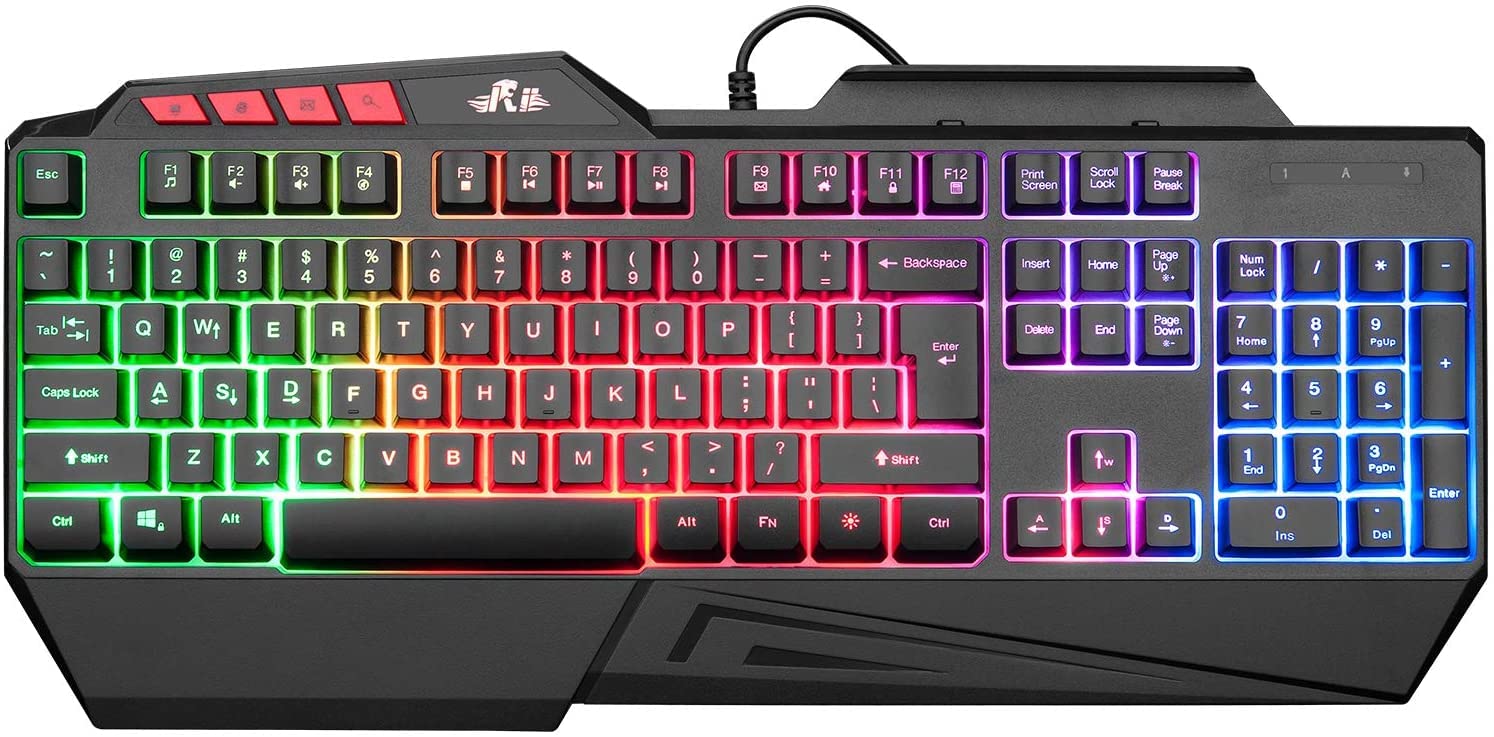 Rii RGB LED Wired Gaming Keyboard,Standard Keyboard for PC,Laptop,Office,Gaming and Wrok Home