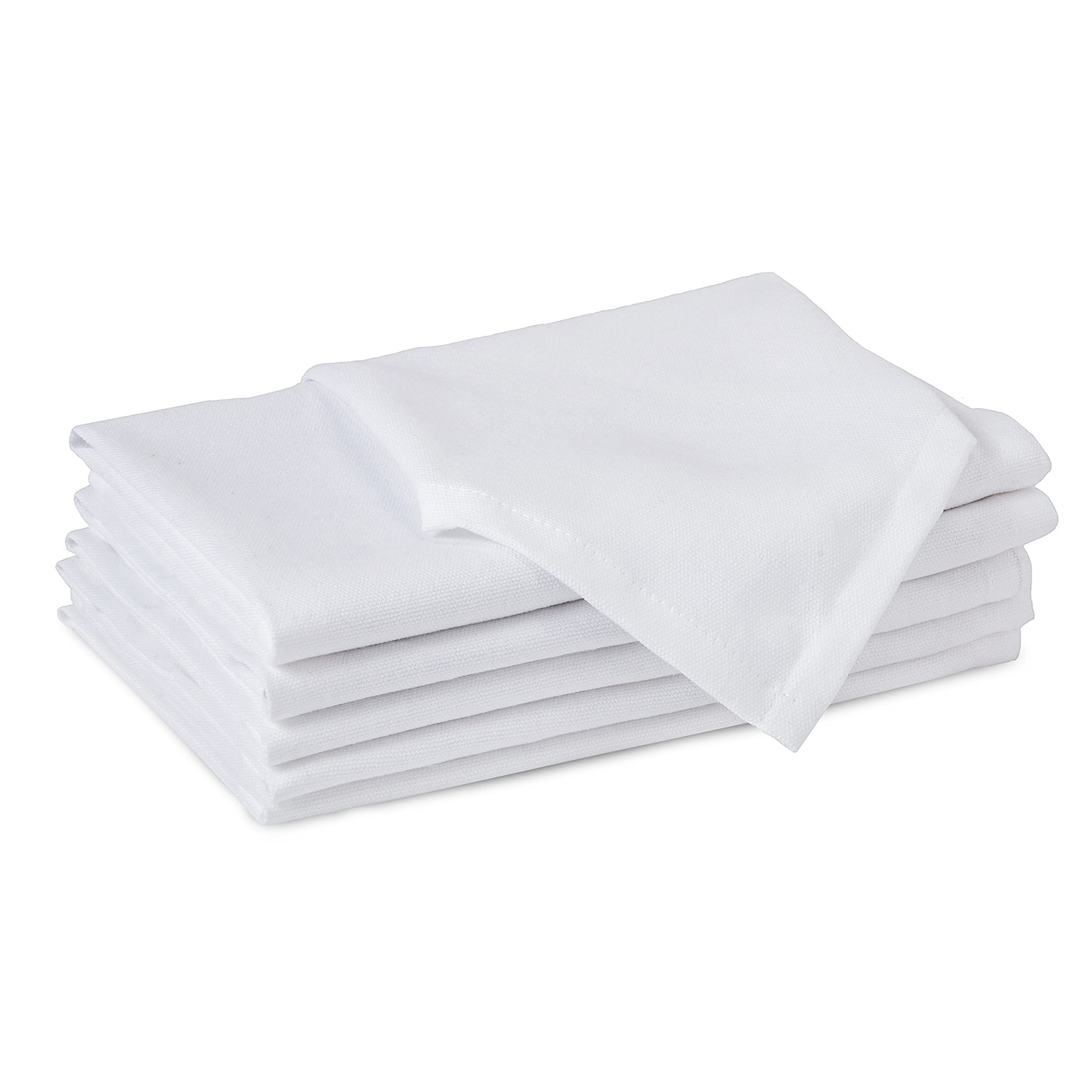 Encasa XO Cotton Cloth Napkins | Set of 6 | Size 17"x17" | White Solid Color | Machine Washable