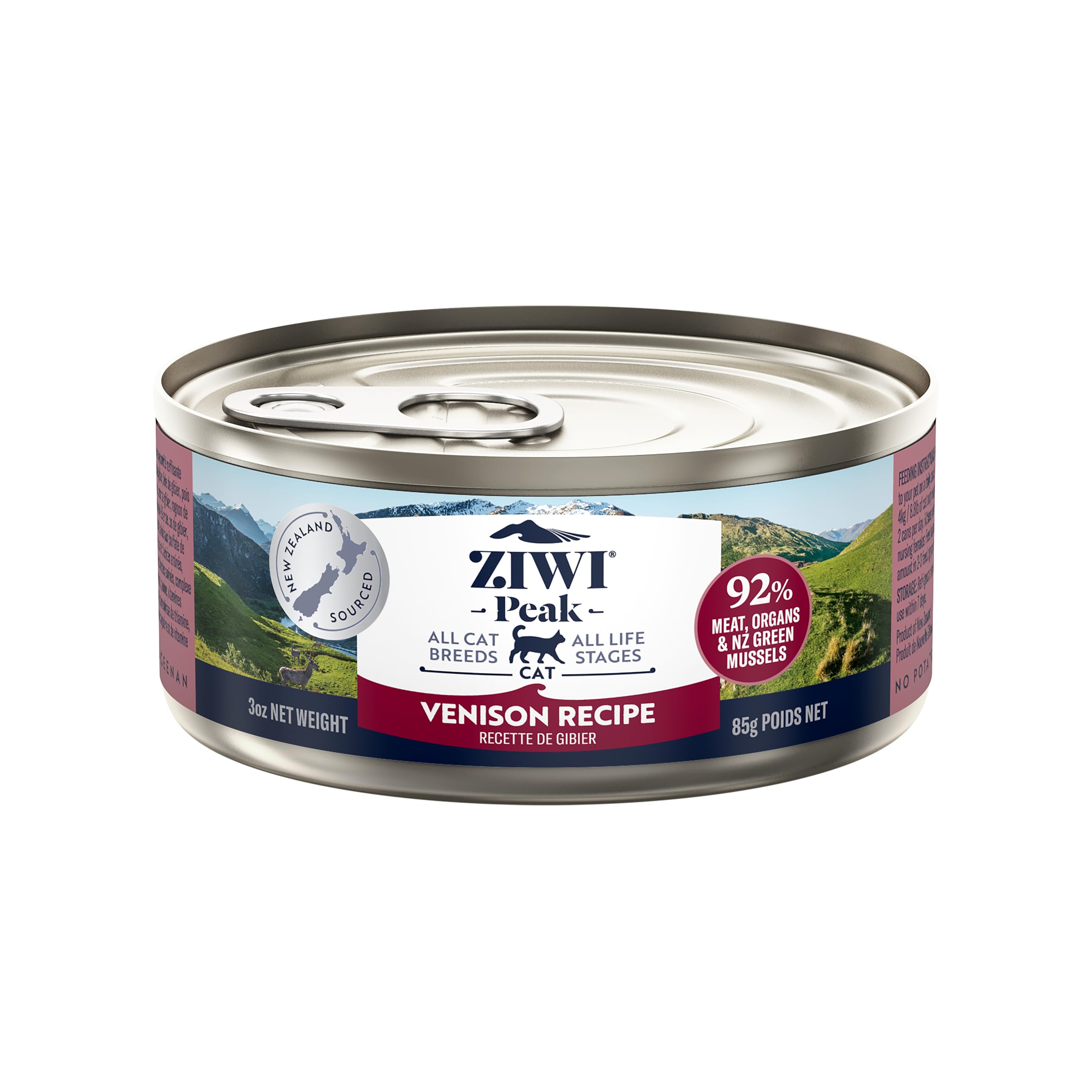 ZIWIPeak Canned Wet Cat Food – All Natural, High Protein, Grain Free, Limited Ingredient, with Superfoods (Venison, Case of 24, 3oz Cans)