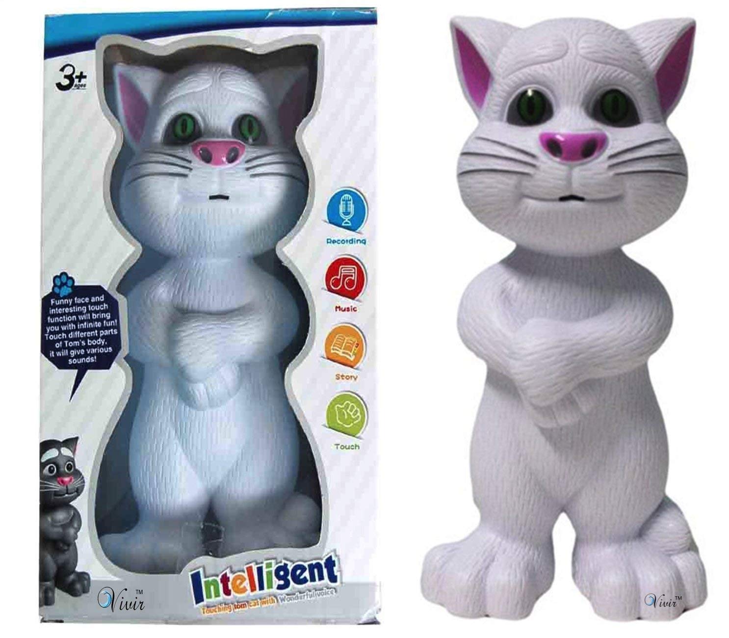 Genric Plastic Touching Talking Tom Cat Toy for Kids (White/ Medium)