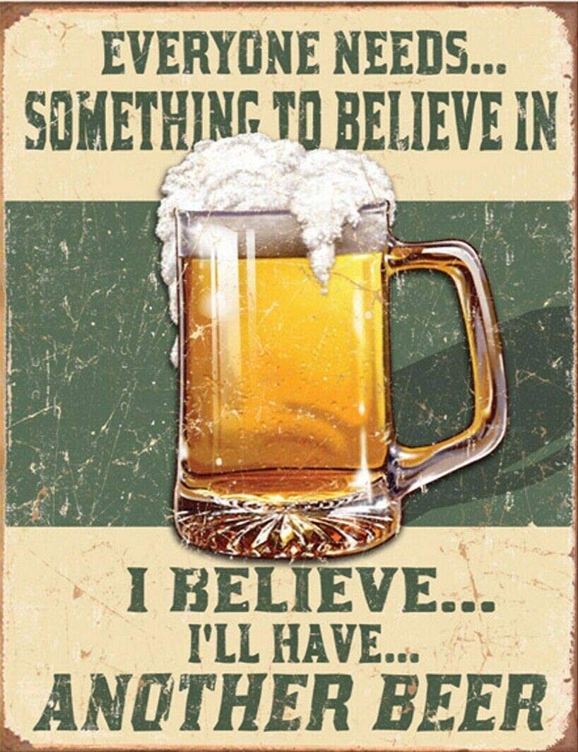 LBS4ALL Vintage Retro Believe in Beer Lager Pub Shed Garage Bar Man Cave Metal Wall Sign