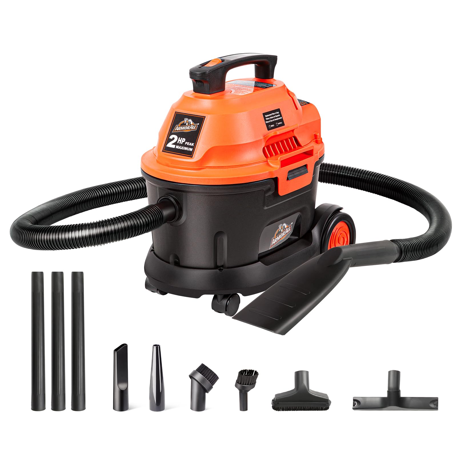 Armor AllAA255W Wet/Dry Utility Vac 2.5 Gallon, 2.5-Gallon,120 Volts (AC), Orange/Black