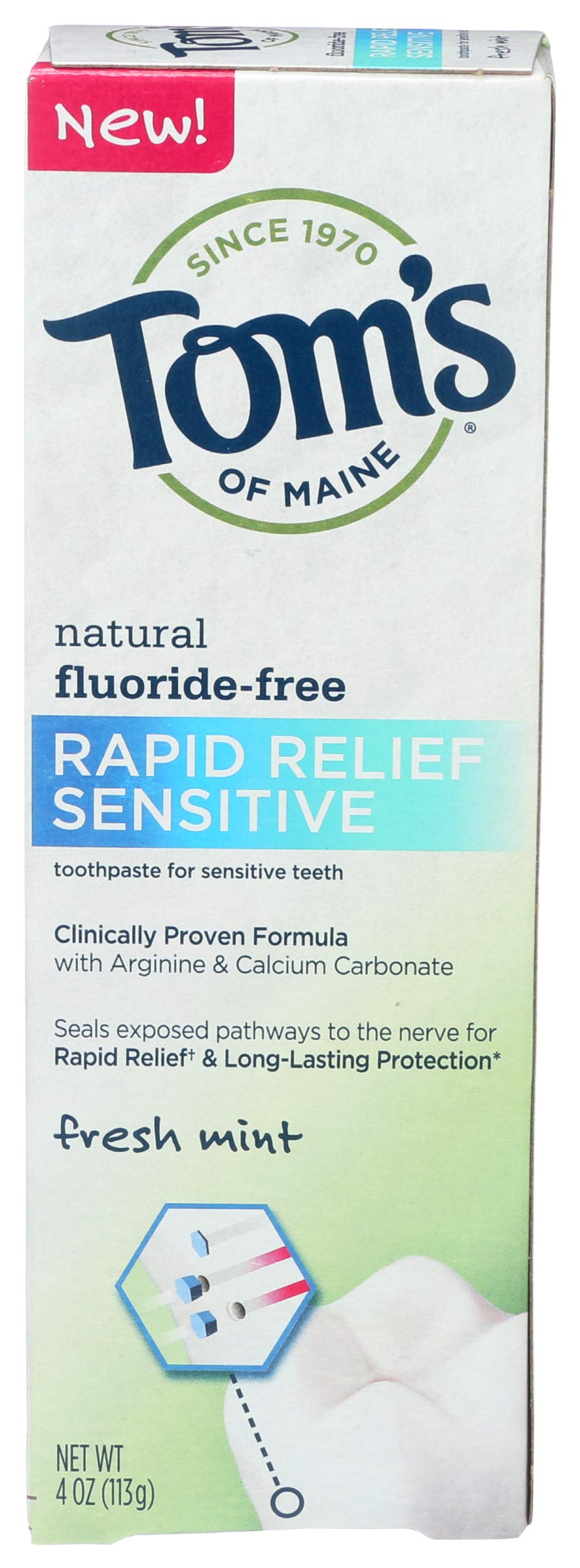 Tom's of MaineRapid Relief Sensitive Toothpaste, Fresh Mint, 113g