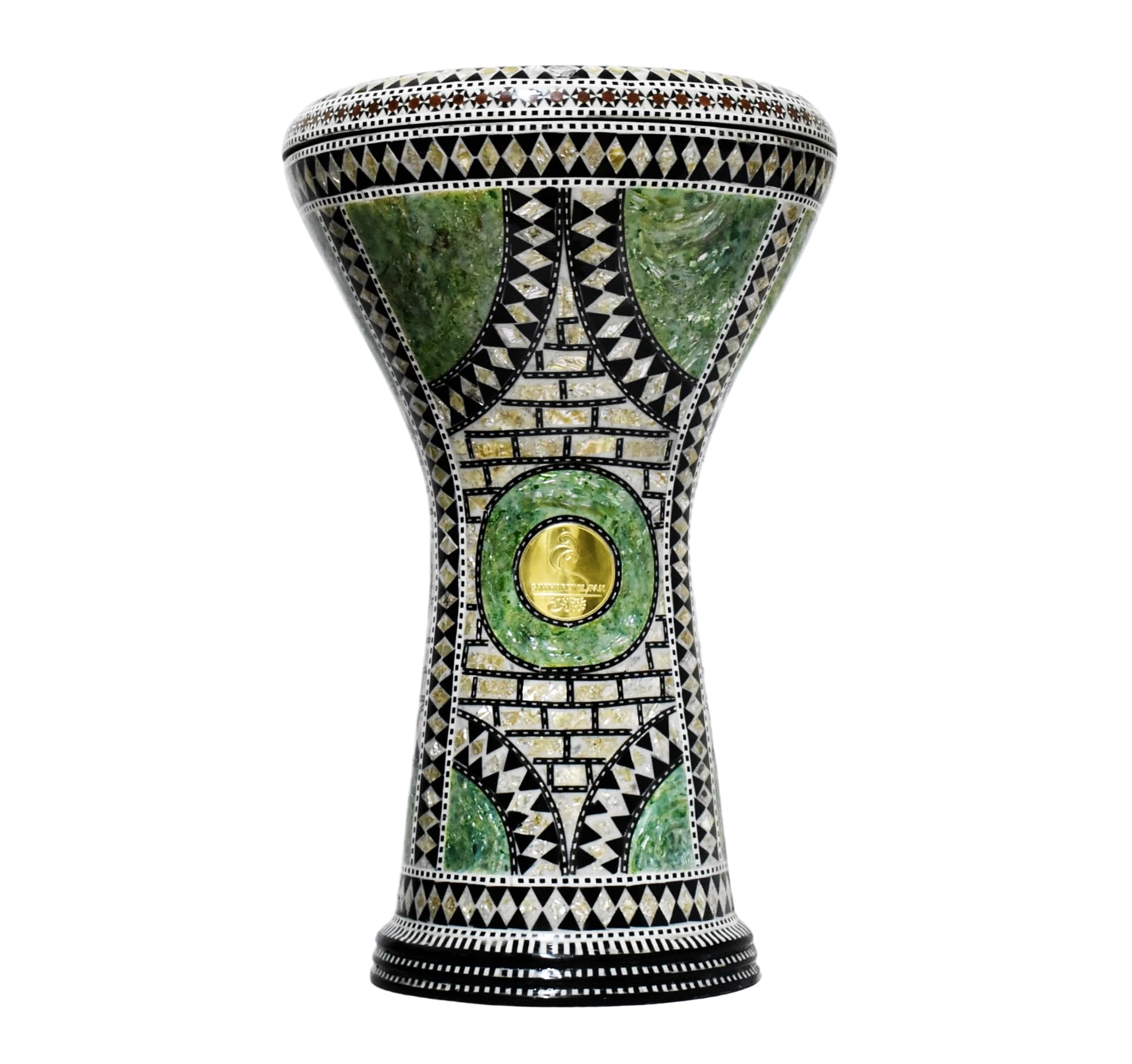 New Gawharet El Fan Drum Darbuka tabla doumbek 17/17.5 inch inlaid mother of pearl with free bag (Green Castle)