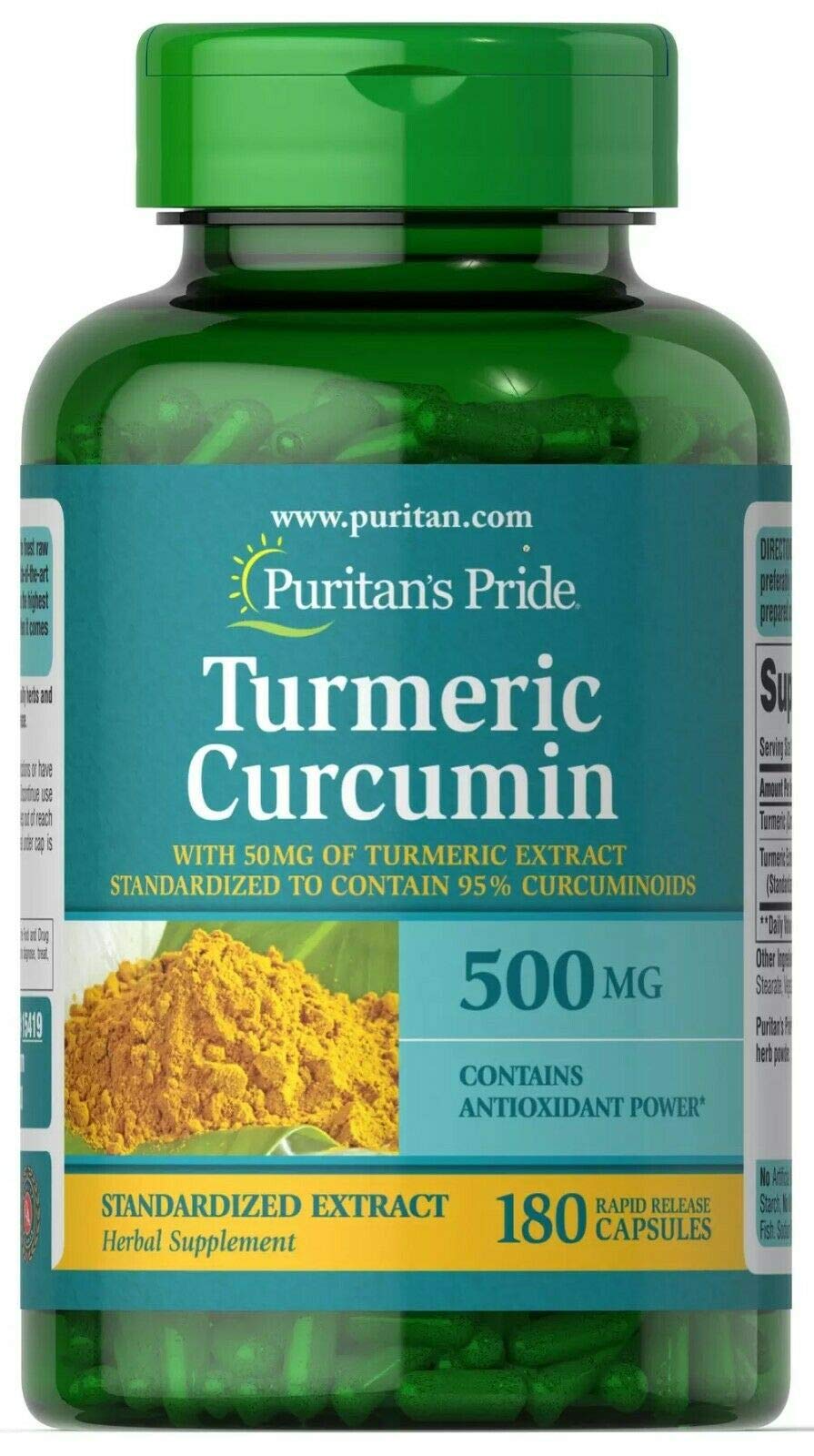 Puritan's Pride Turmeric Curcumin 500 mg-180 Capsules