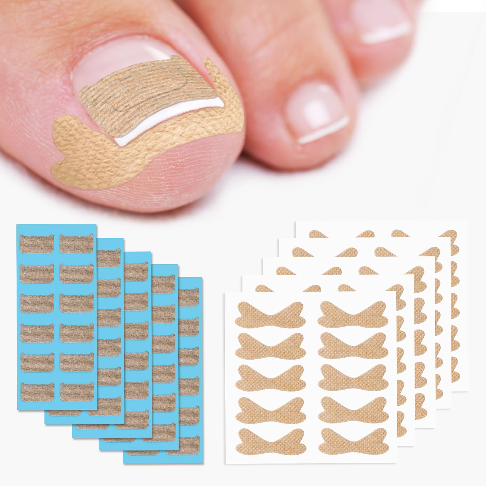 BEZOX 60Pcs Breathable Ingrown Toenail Corrector Patches and 50Pcs Ingrown Toenail Stickers - Professional Ingrown Toe Nail Treatment Tape for Pain Relief and Correction