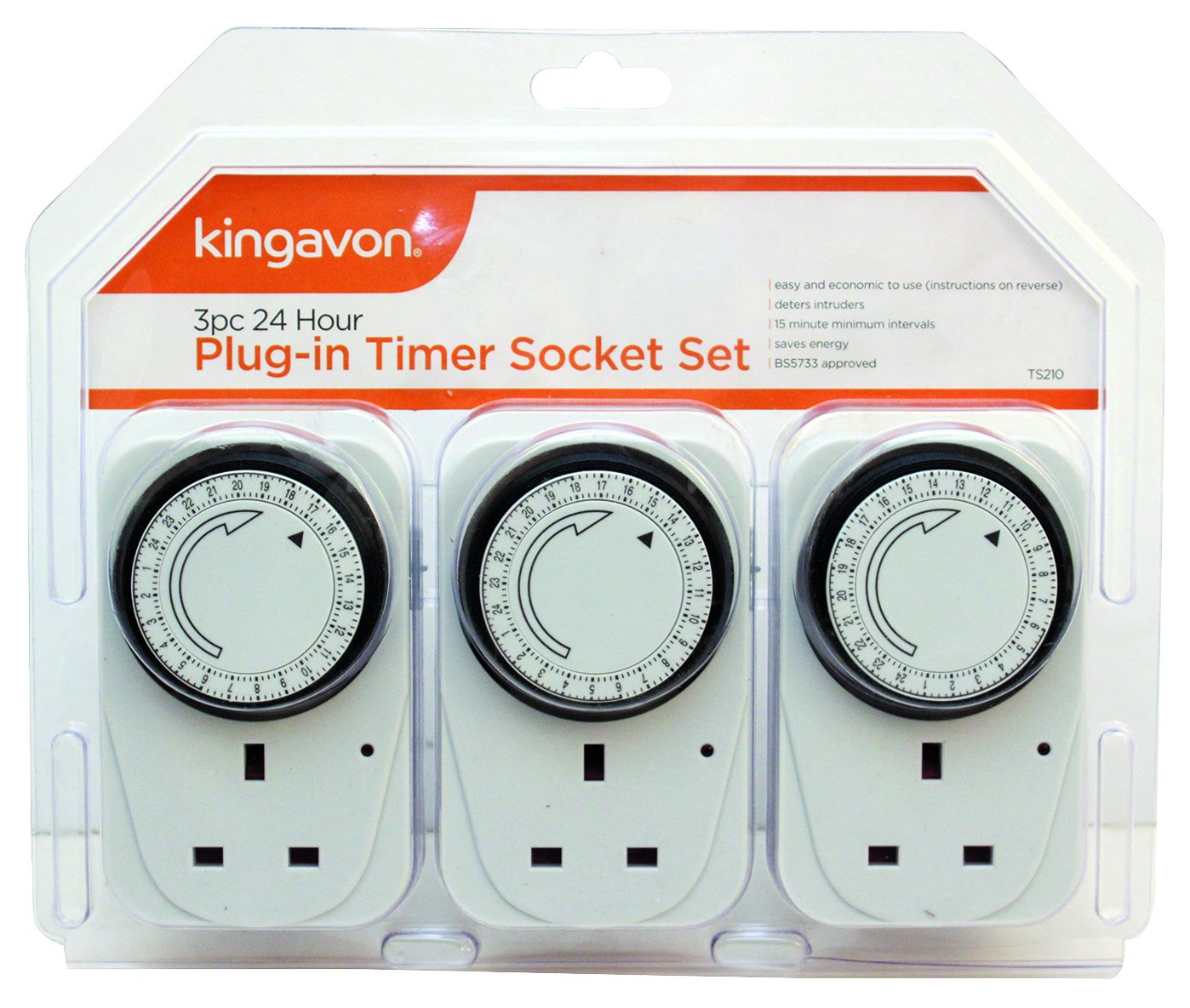 Kingavon BB-TS210 24 Hour Plug-in Timer, White, Socket Set 3 Pack