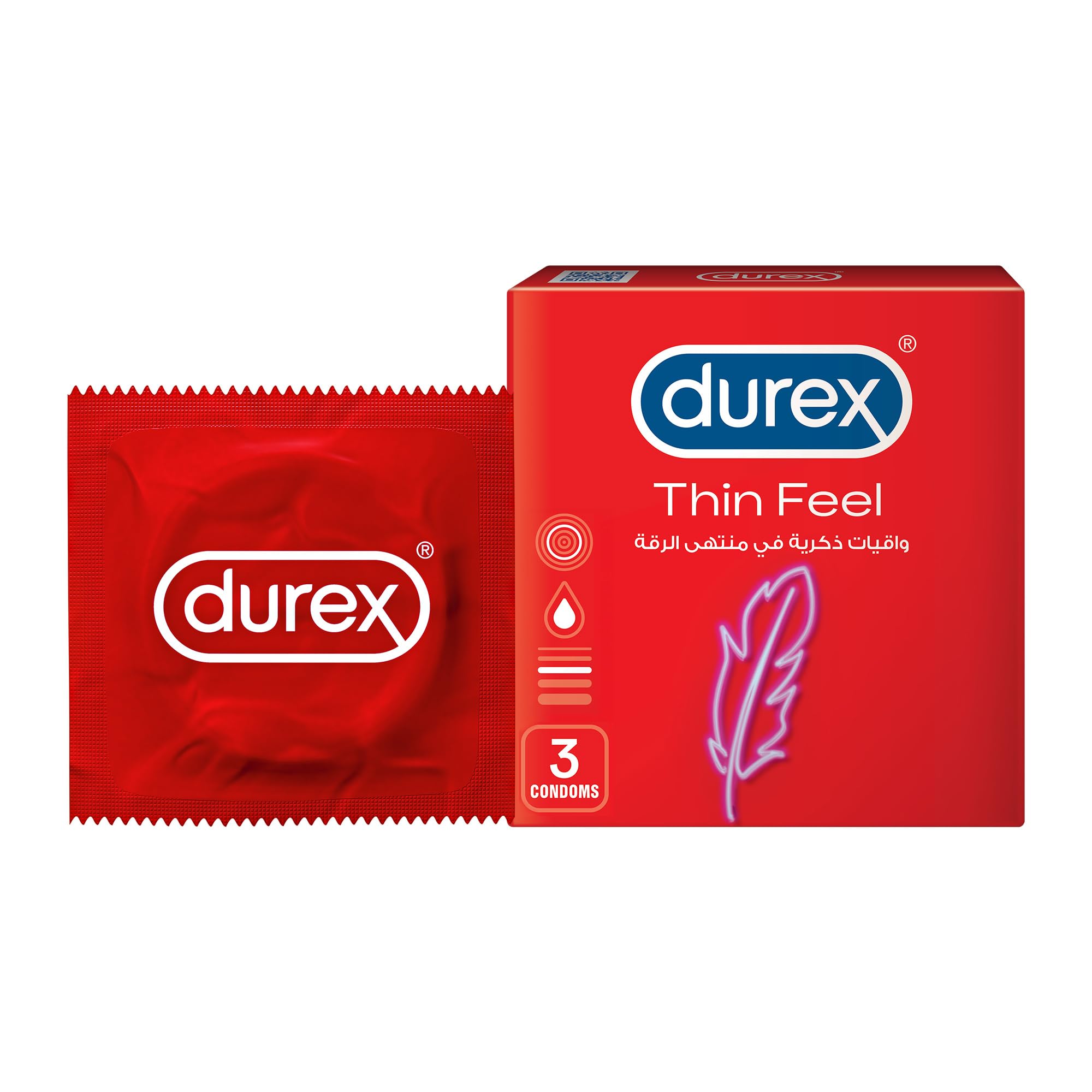 Durex Thin Feel Lubricated Condoms for Men, Pack of 3