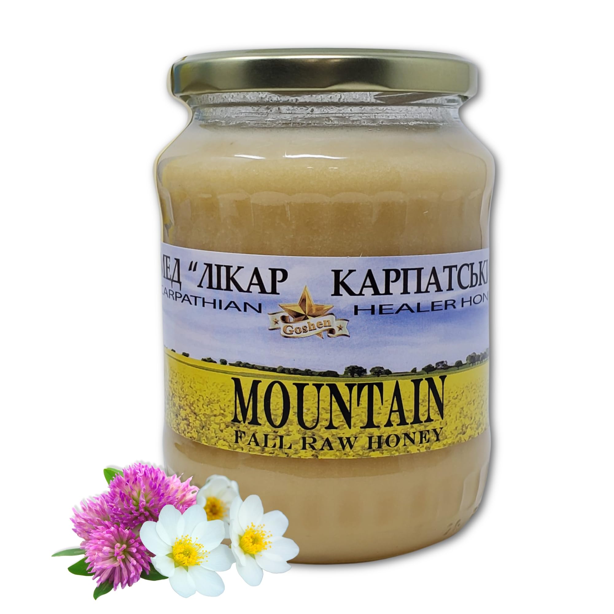 Carpathian Raw Honey Mountain Flowers | 100% Pure, Unfiltered, Unpasteurized, Ethically Sourced | Glass Jar, 908g