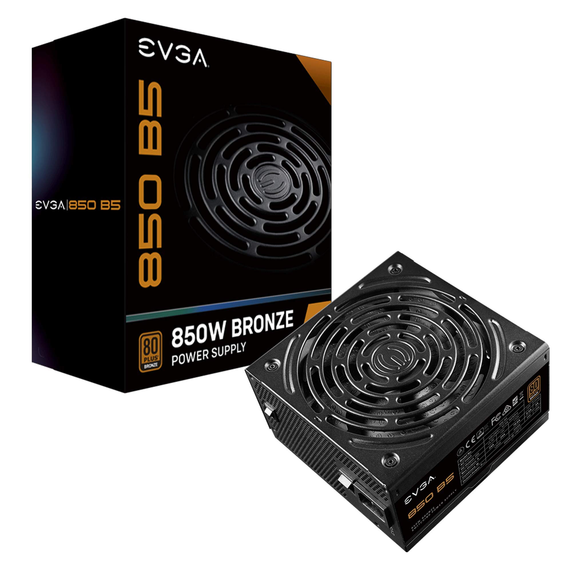 EVGA 850 B5, 80+ BRONZE 850W, Fully Modular, EVGA ECO Mode, 5 Year Warranty, Compact 150mm Size, Power Supply 220-B5-0850-V3 (UK)