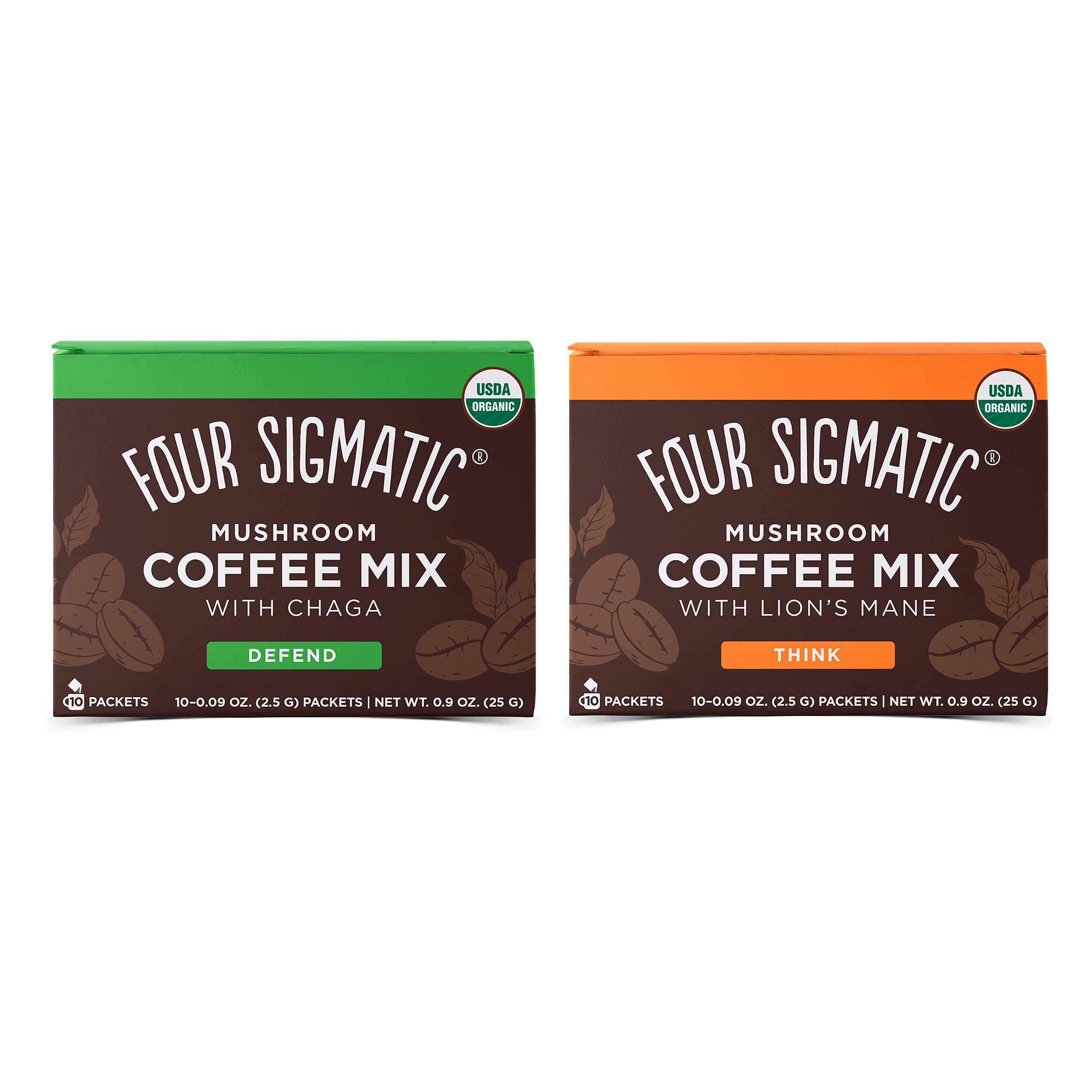 Four Sigmatic Mushroom Coffee Mix Pack of 2 - Lion's Mane and Chaga & Cordyceps and Chaga