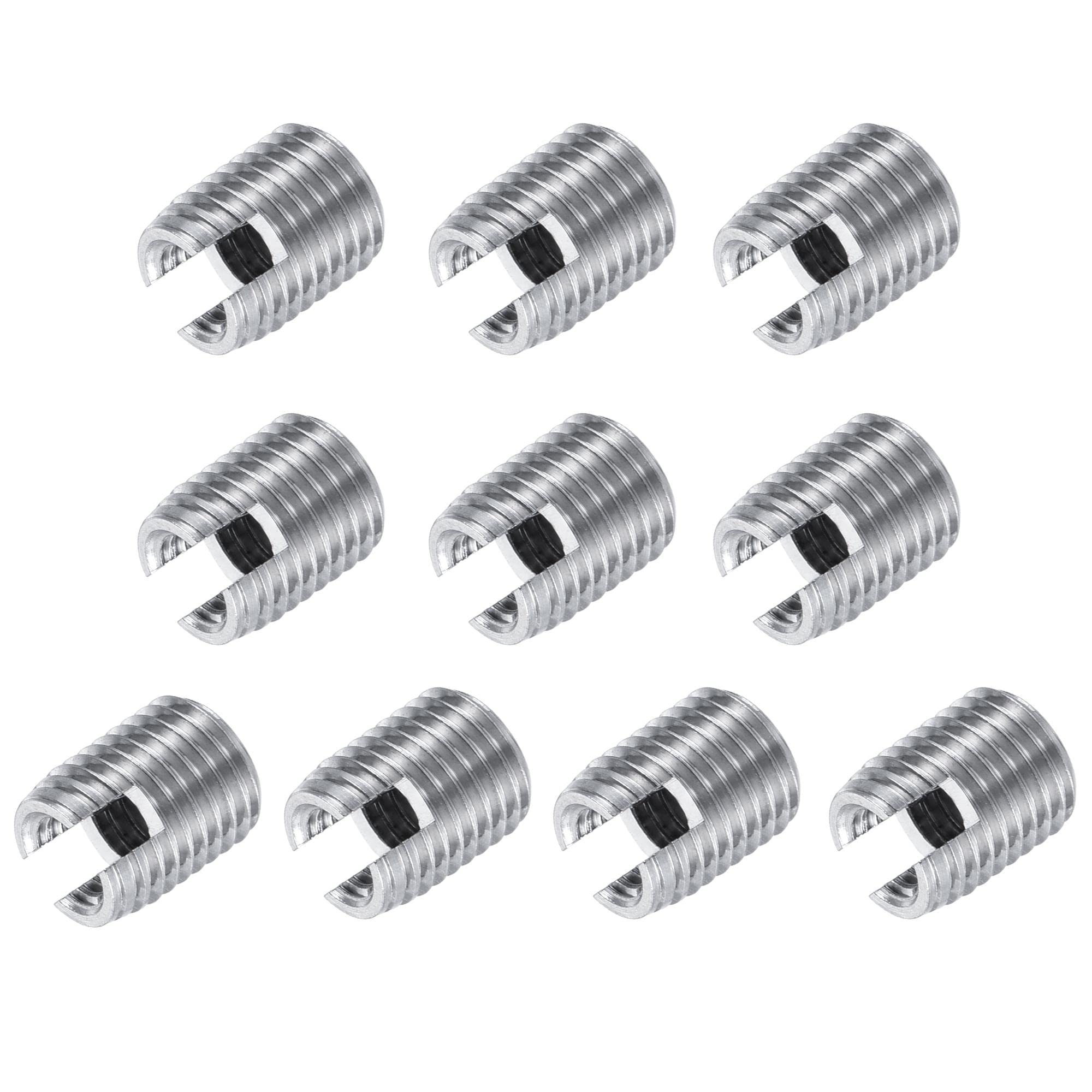 sourcing map Self Tapping Threaded Inserts M4 M7x8mm Carbon Steel Repairing Nuts 10pcs