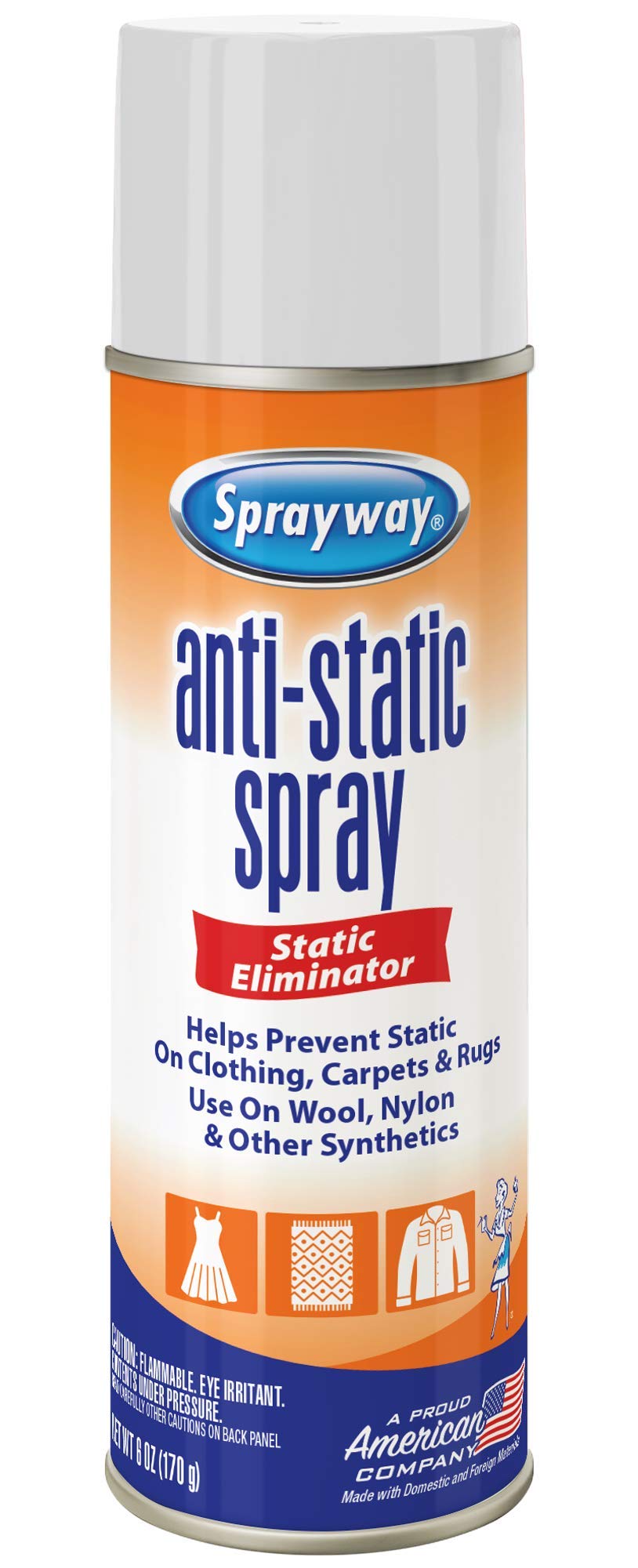 Sprayway SW956R Residue-Free Anti-Static Spray, Reduce Static Cling, Eliminate Static Shock, 6 Oz