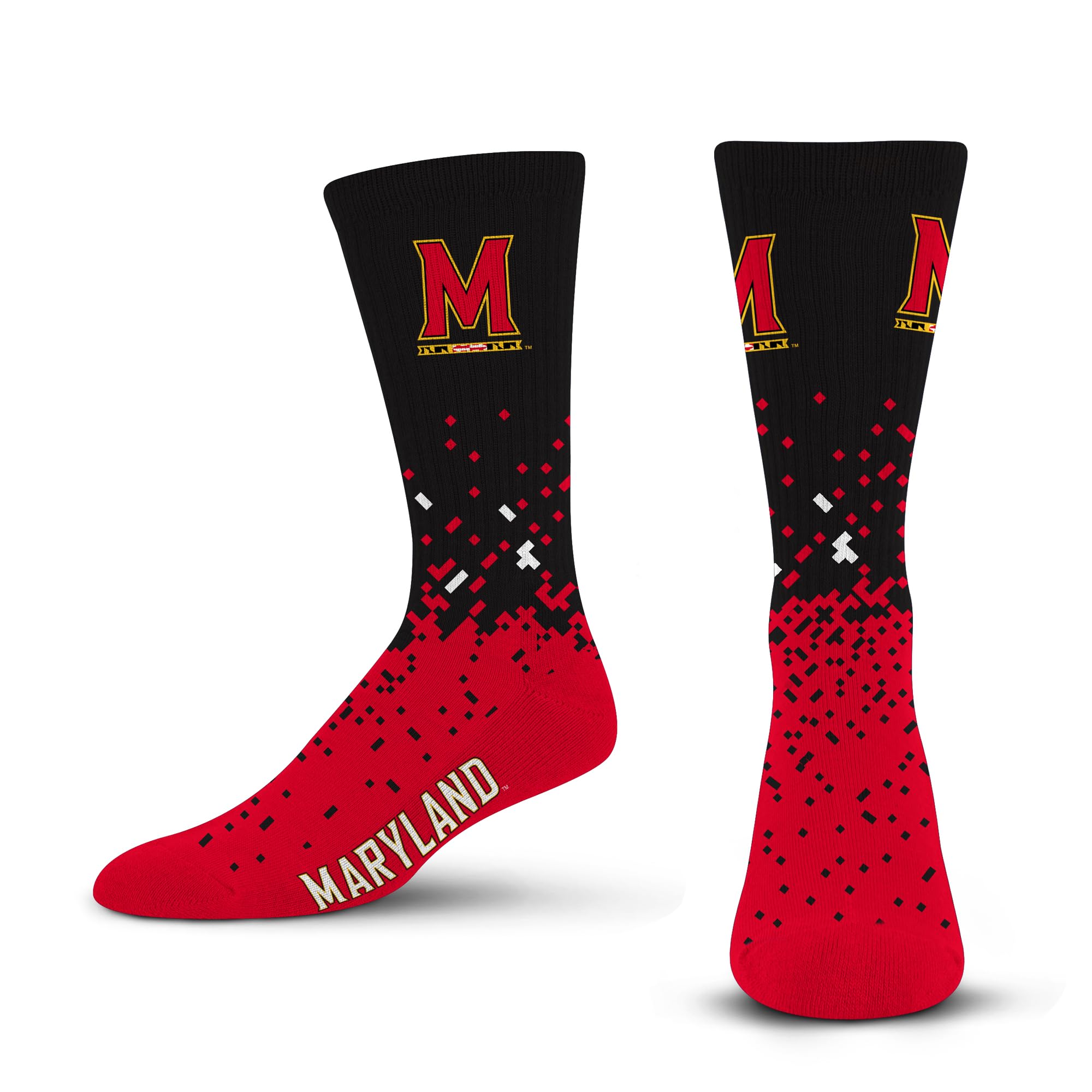 For Bare Feet NCAA MARYLAND TERRAPINS Spray Zone Crew Sock Team Color Large