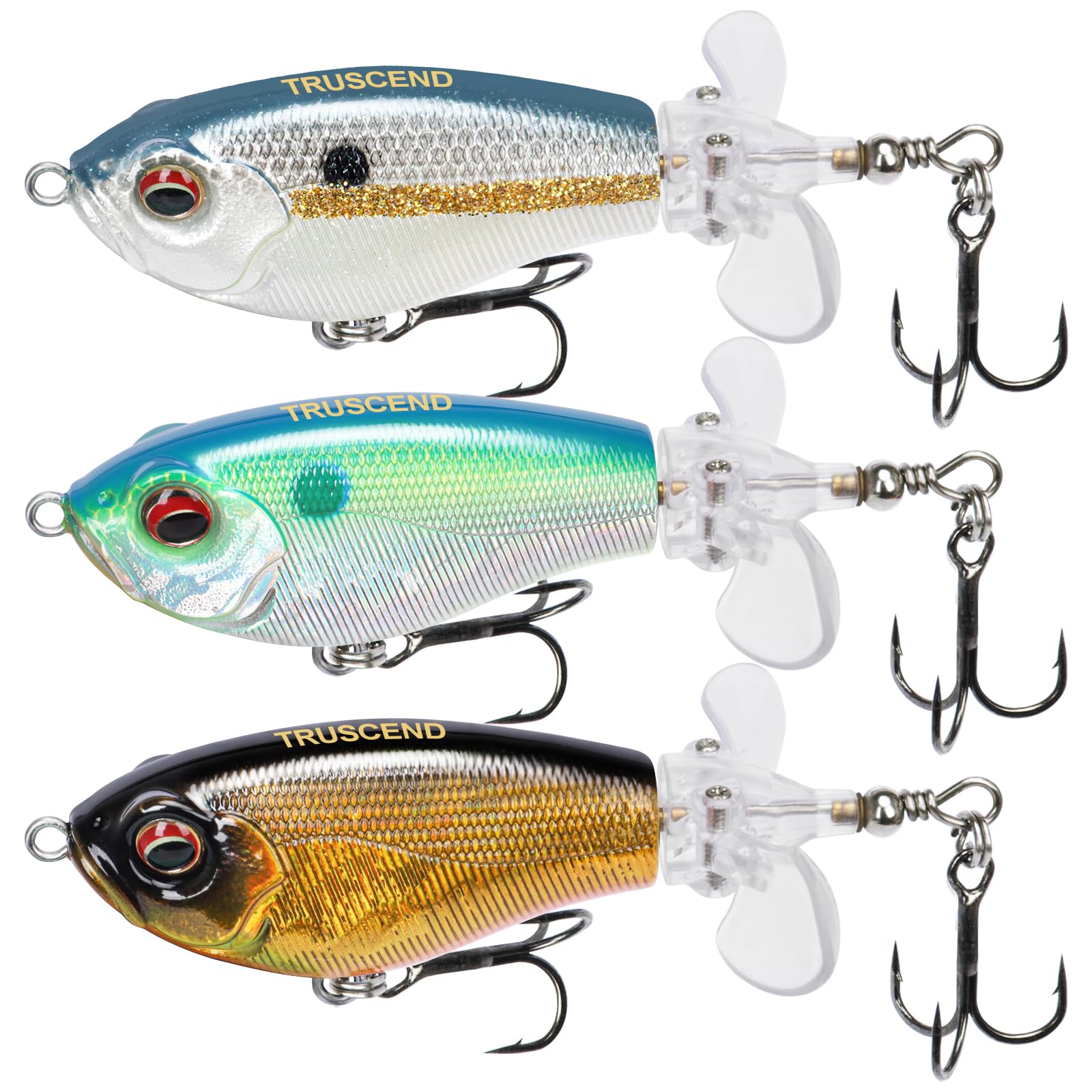 TRUSCEND Top Water Fishing Lures with BKK Hooks, Whopper Fishing Lure for Freshwater or Saltwater, Floating Lure for Bass Catfish Pike, Fishing Wobble Surface Bass Baits Teasers Fishing Gifts for Men