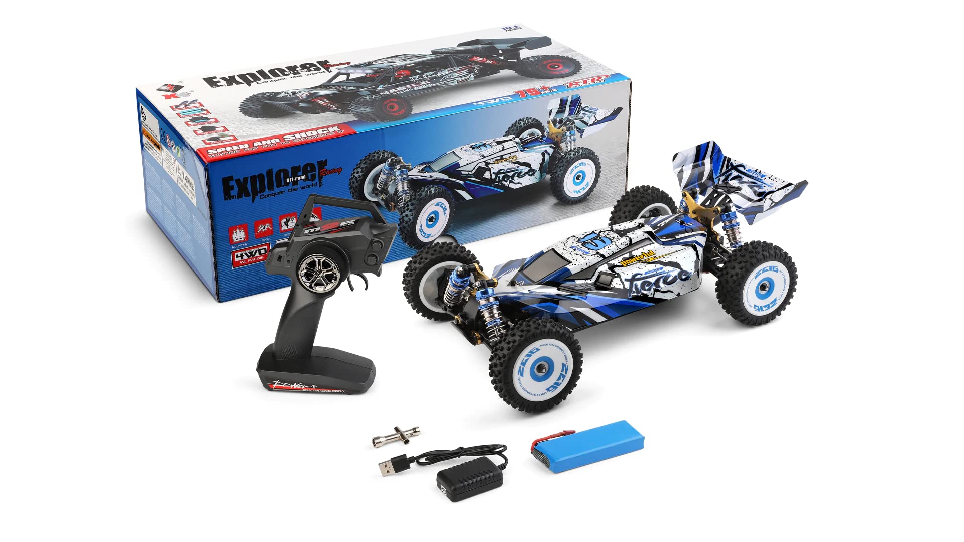 WLTOYS XK 124017 V2 1/12 4WD 75km/h High-Speed Brushless Motor Off-Road Remote Control Drift Climbing RC Racing Car Adults,Kids Toys (124017 2200+3000)