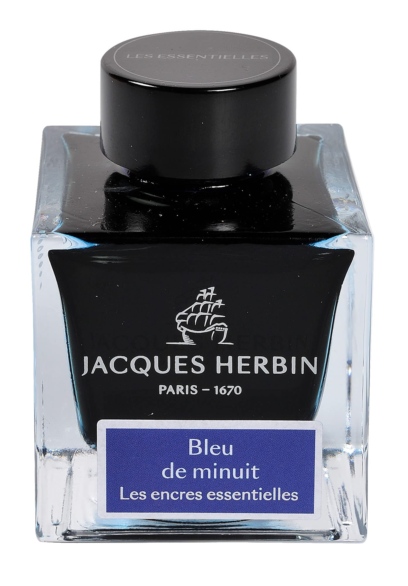 Jacques Herbin - Ref 13119JT - Ink for Fountain Pens & Rollerball Pens - Bleu Austral/Southern Blue - 50ml Bottle - Jacques Herbin Prestige Collection - Blue-Coloured Ink