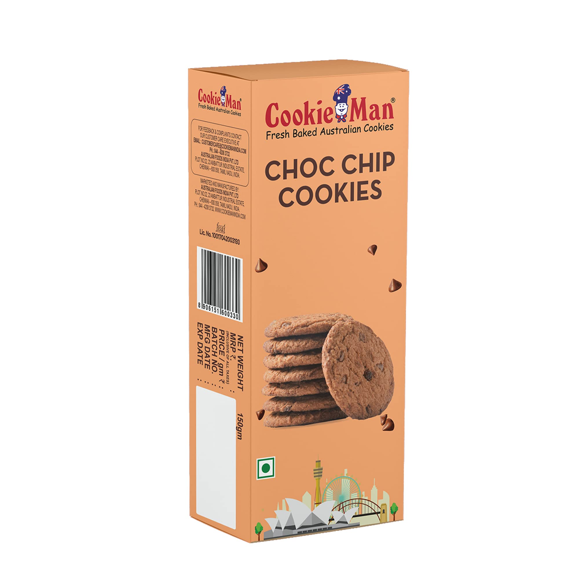 CookiemMan Choco Chip Cookies with Premium Chocolate Chips - 150g