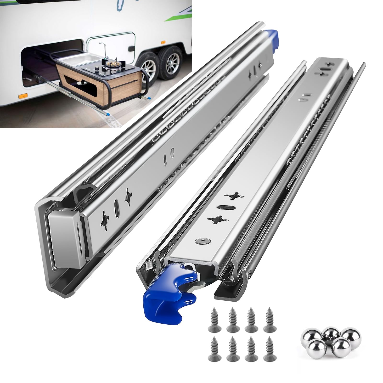 baidice AOLISHENG 1 Pair Heavy Duty Drawer Slides with Lock18 20 22 24 26 28 30 32 34 36 38 40 Inch 250 lb Load Capacity Side Mount Full Extension Ball Bearing Rail, D2576