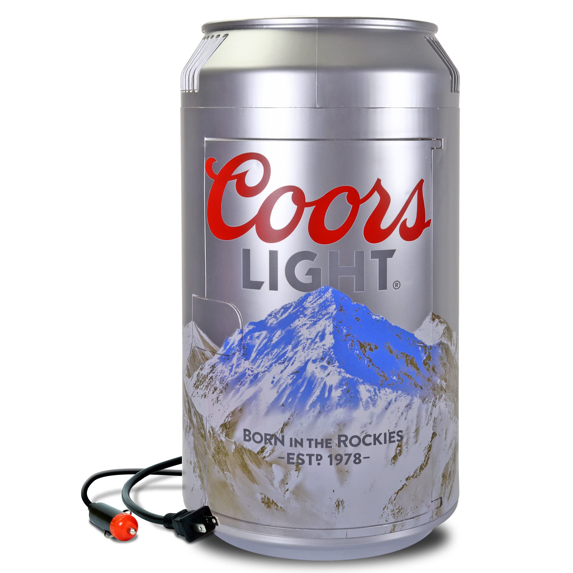 Coors Light CL06 Thermoelectric Mini 8 Cans Capacity, Portable Cooler for Trips, Homes and Dorms, Removable Shelves, 0.19 Cubic Foot, Gray