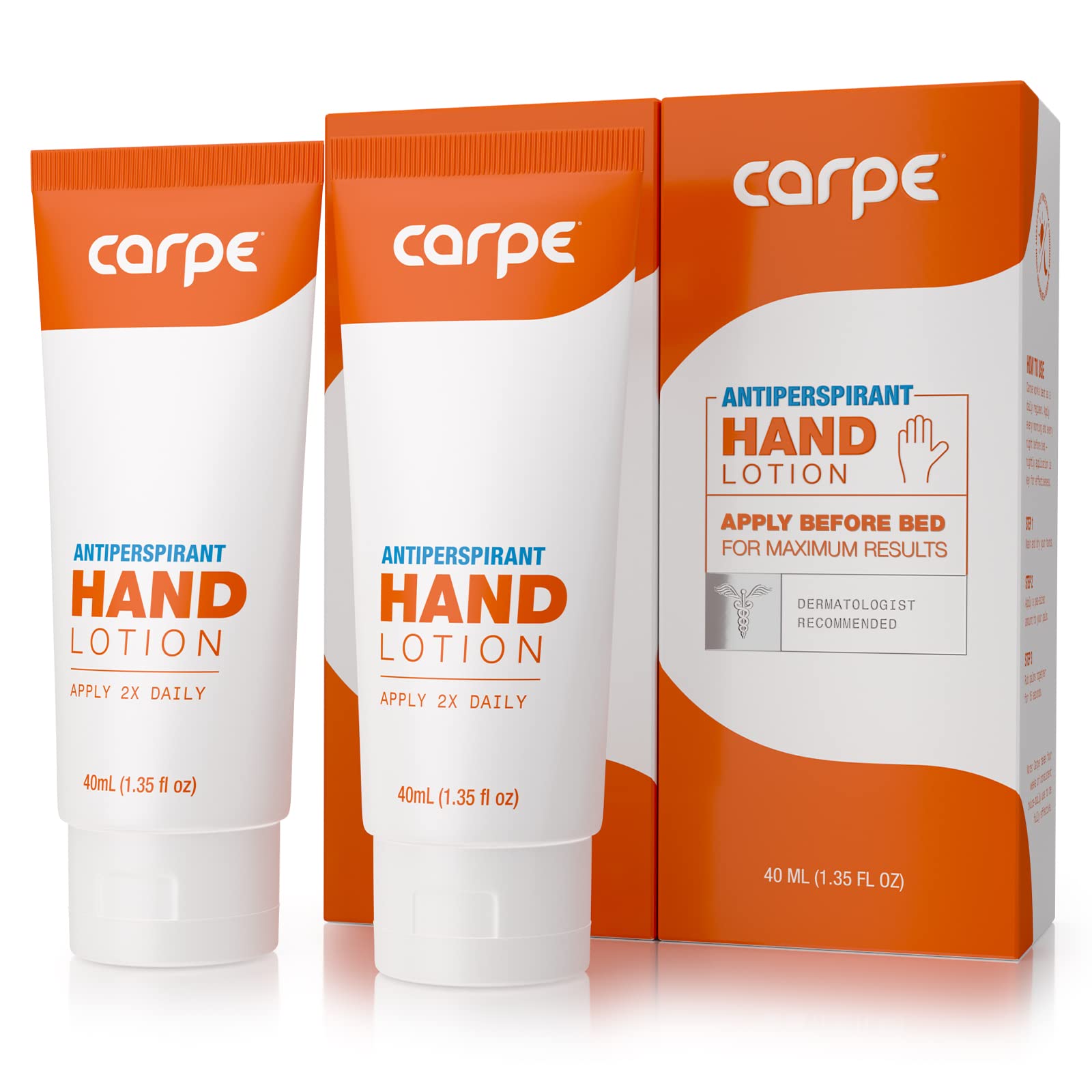 Carpe Antiperspirant Hand Lotion (Pack of 2), A Dermatologist-Recommended, Non-irritating, Smooth Lotion That Helps Stop Hand Sweat, Great for hyperhidrosis or Excessive Sweat