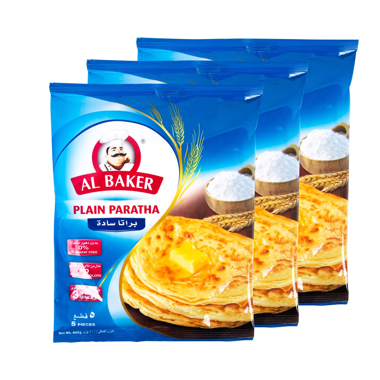 Al Baker Plain Paratha 5pcs 3 x 400g